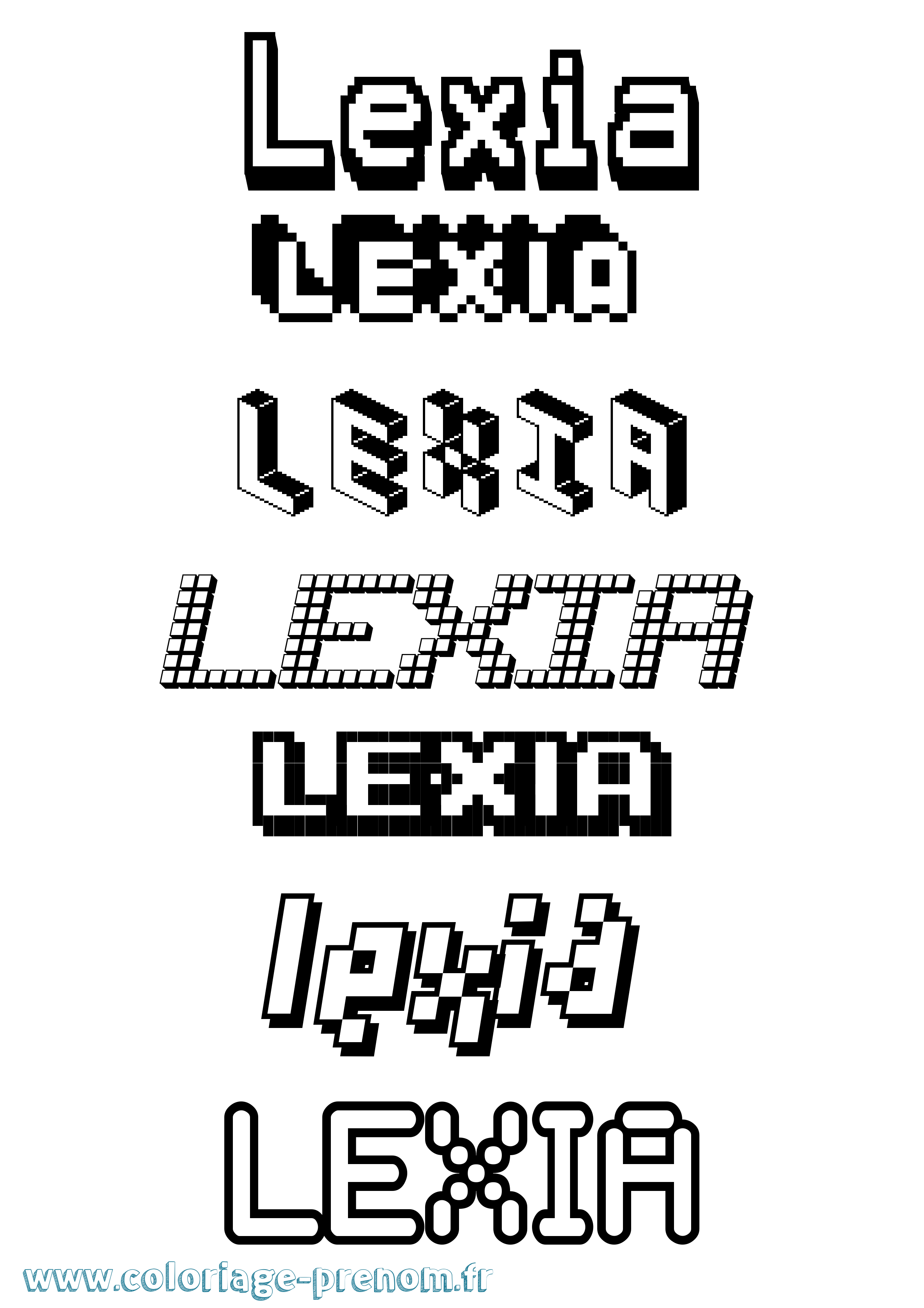 Coloriage prénom Lexia Pixel