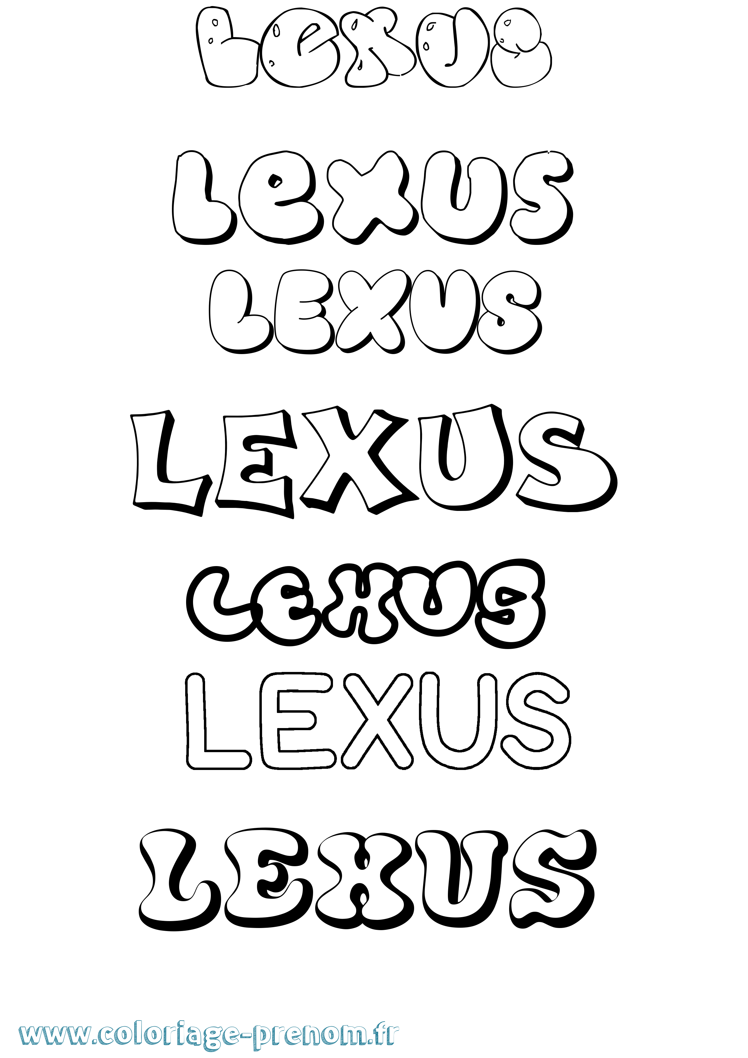 Coloriage Lexus Bubble Coloriage prénom Lexus Bubble