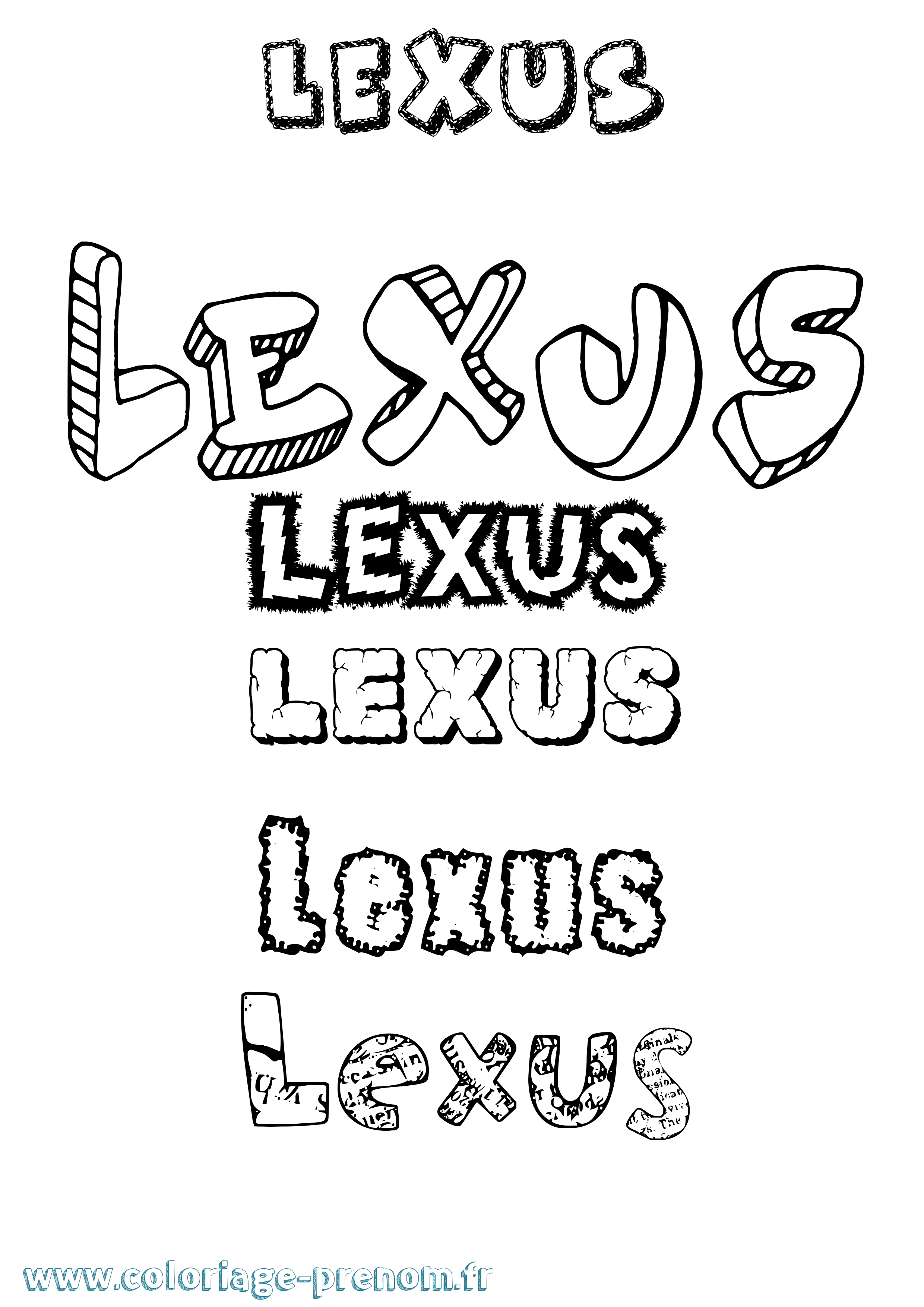 Coloriage Lexus Destructuré Coloriage prénom Lexus Destructuré