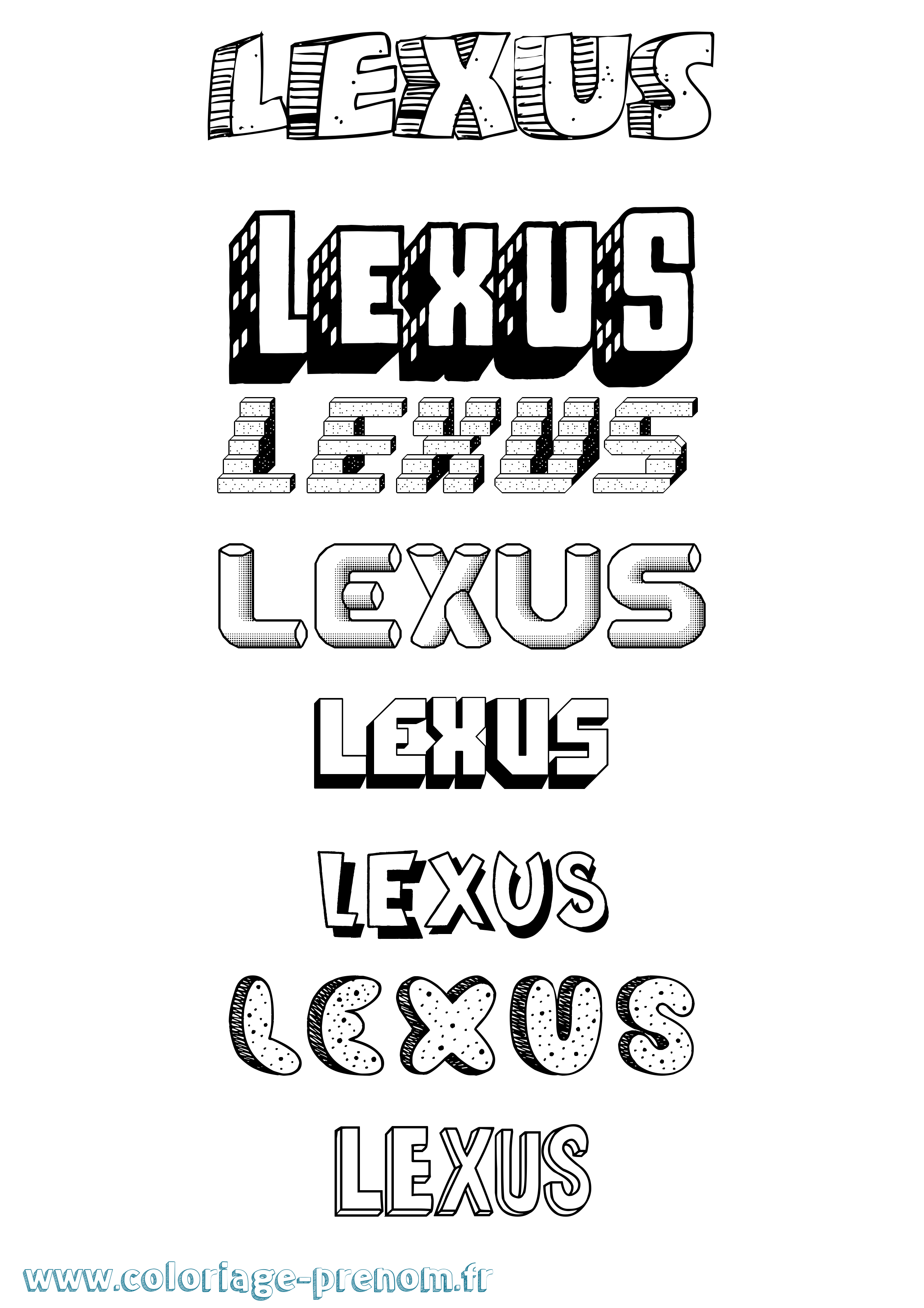 Coloriage Lexus Effet 3D Coloriage prénom Lexus Effet 3D