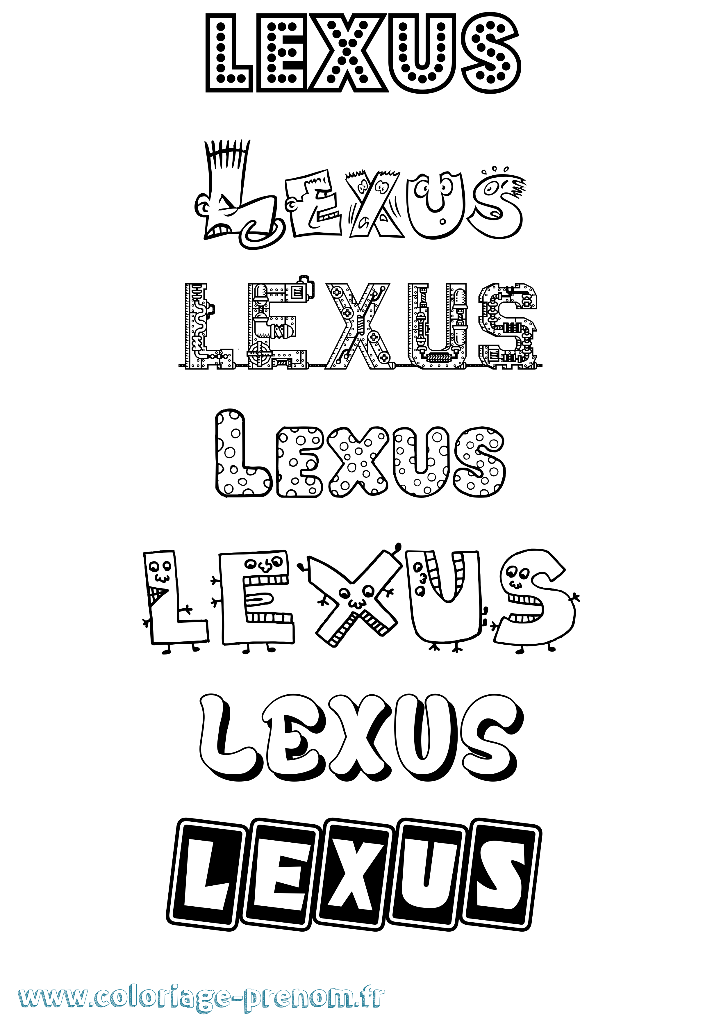 Coloriage Lexus Fun Coloriage prénom Lexus Fun