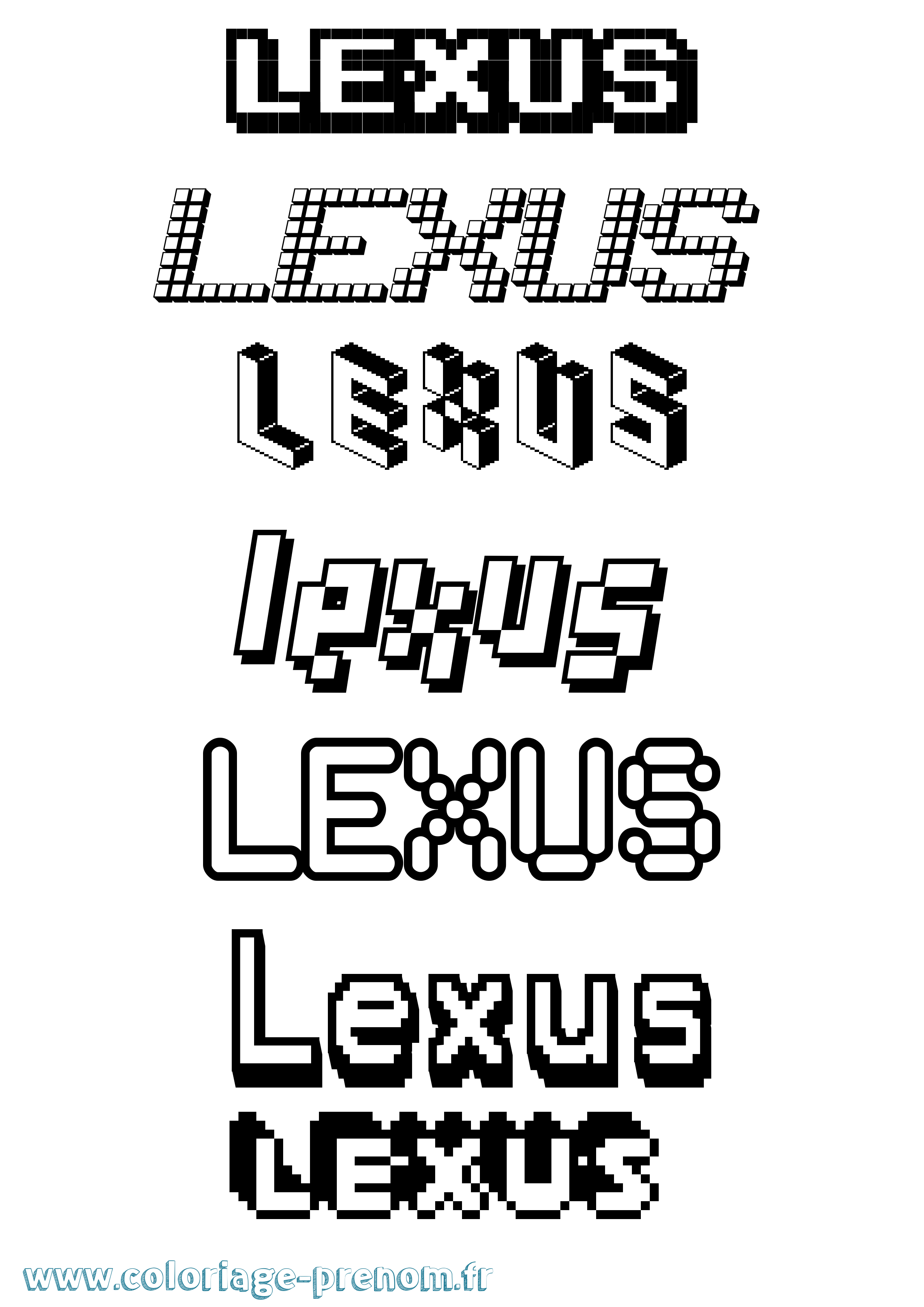 Coloriage Lexus Pixel Coloriage prénom Lexus Pixel