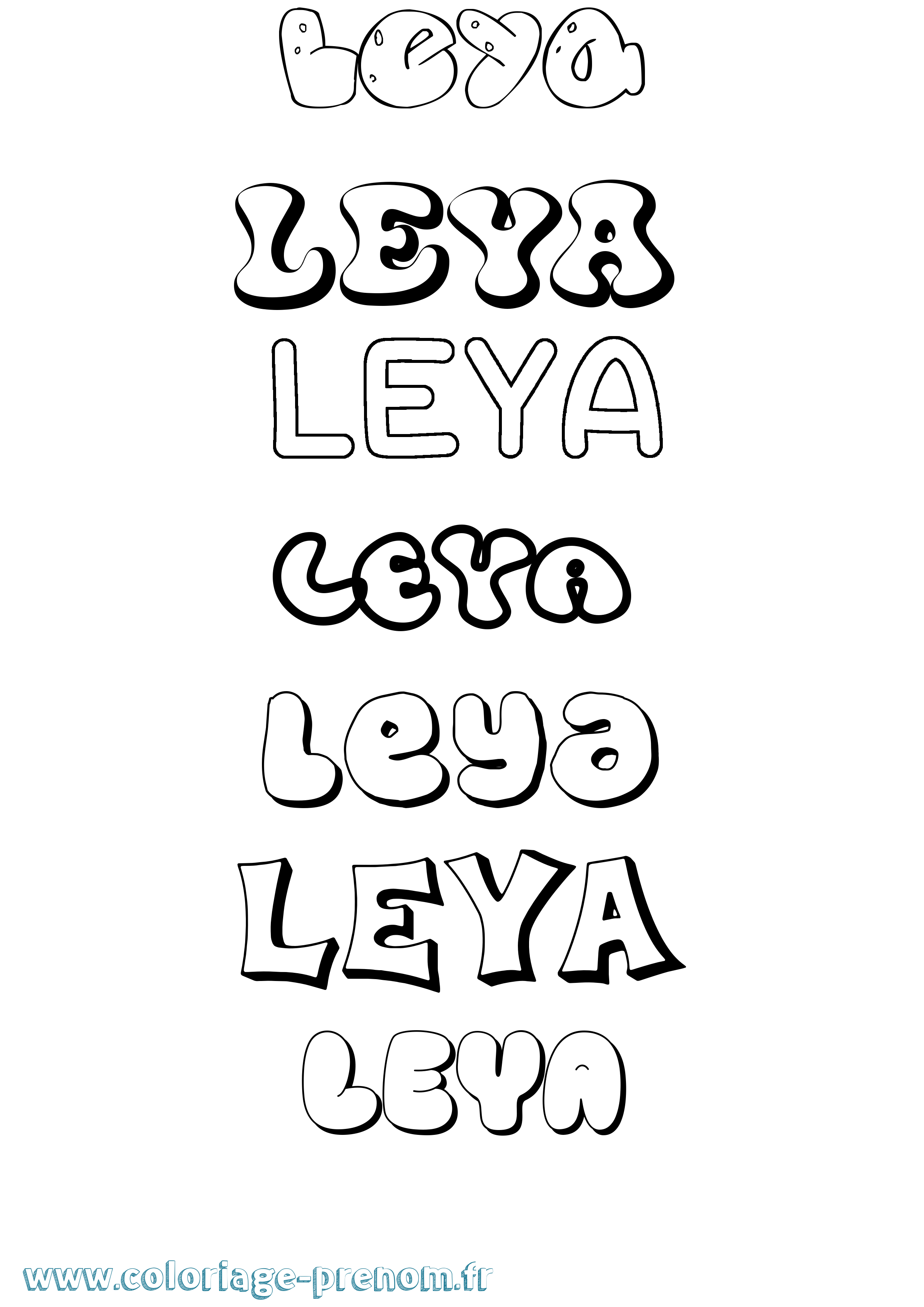 Coloriage prénom Leya Bubble