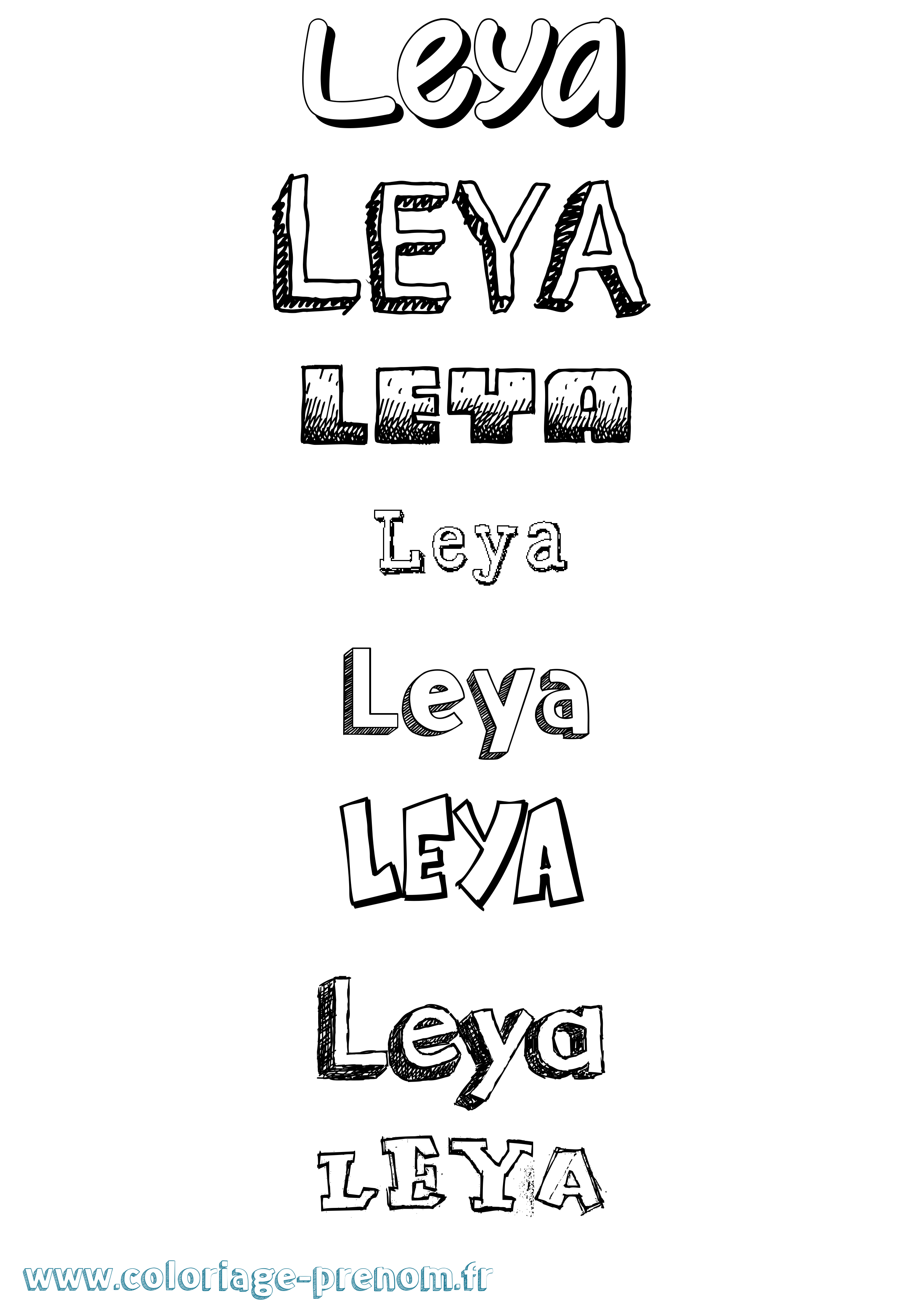 Coloriage prénom Leya Dessiné