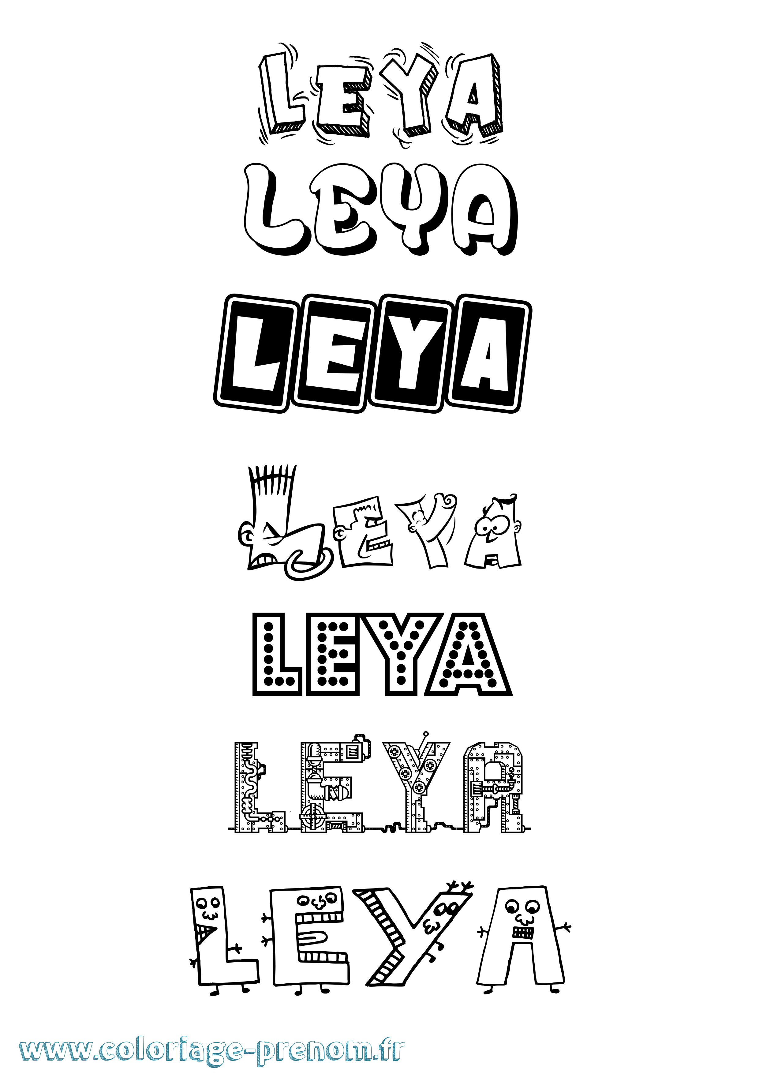 Coloriage prénom Leya Fun