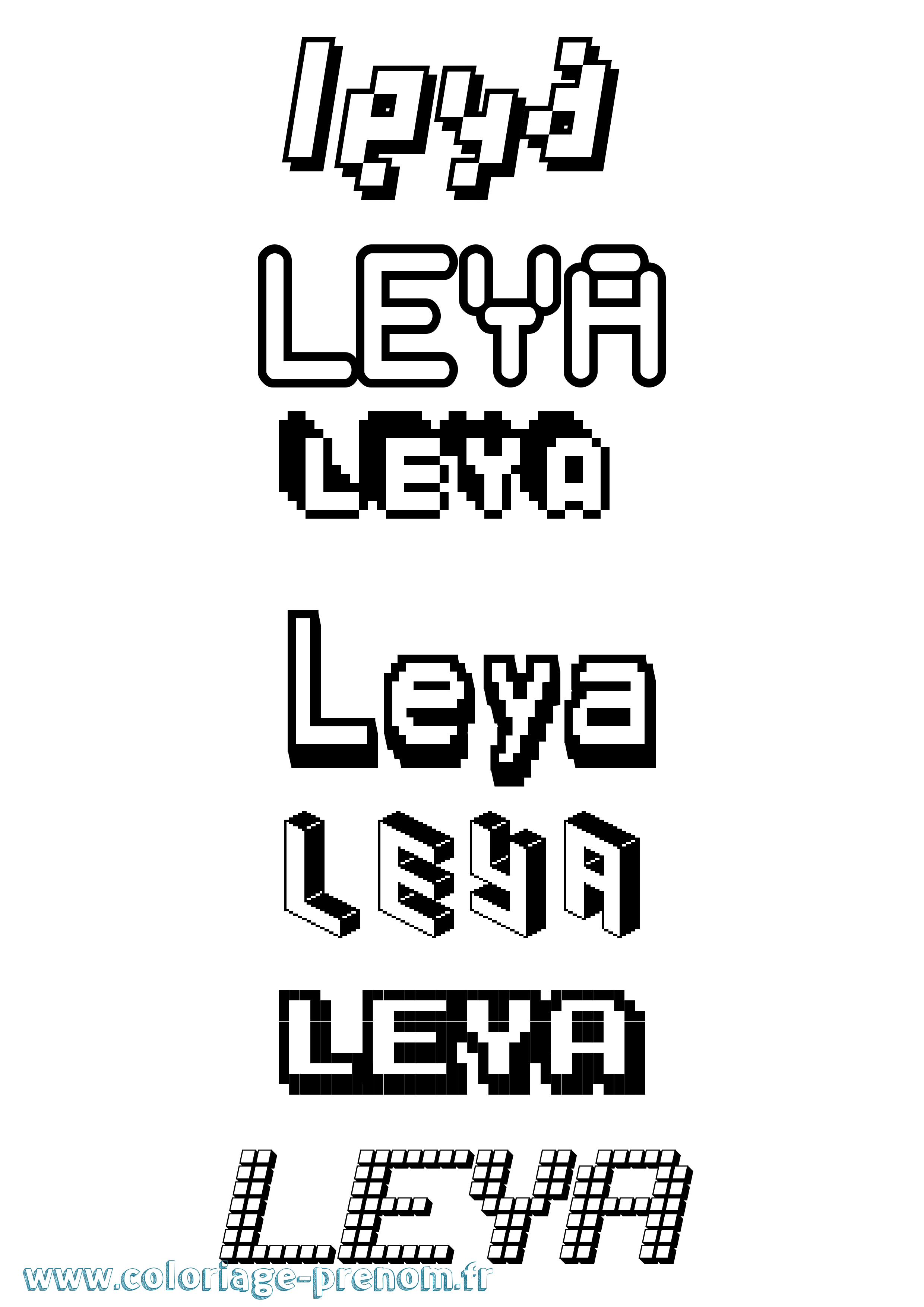 Coloriage prénom Leya Pixel
