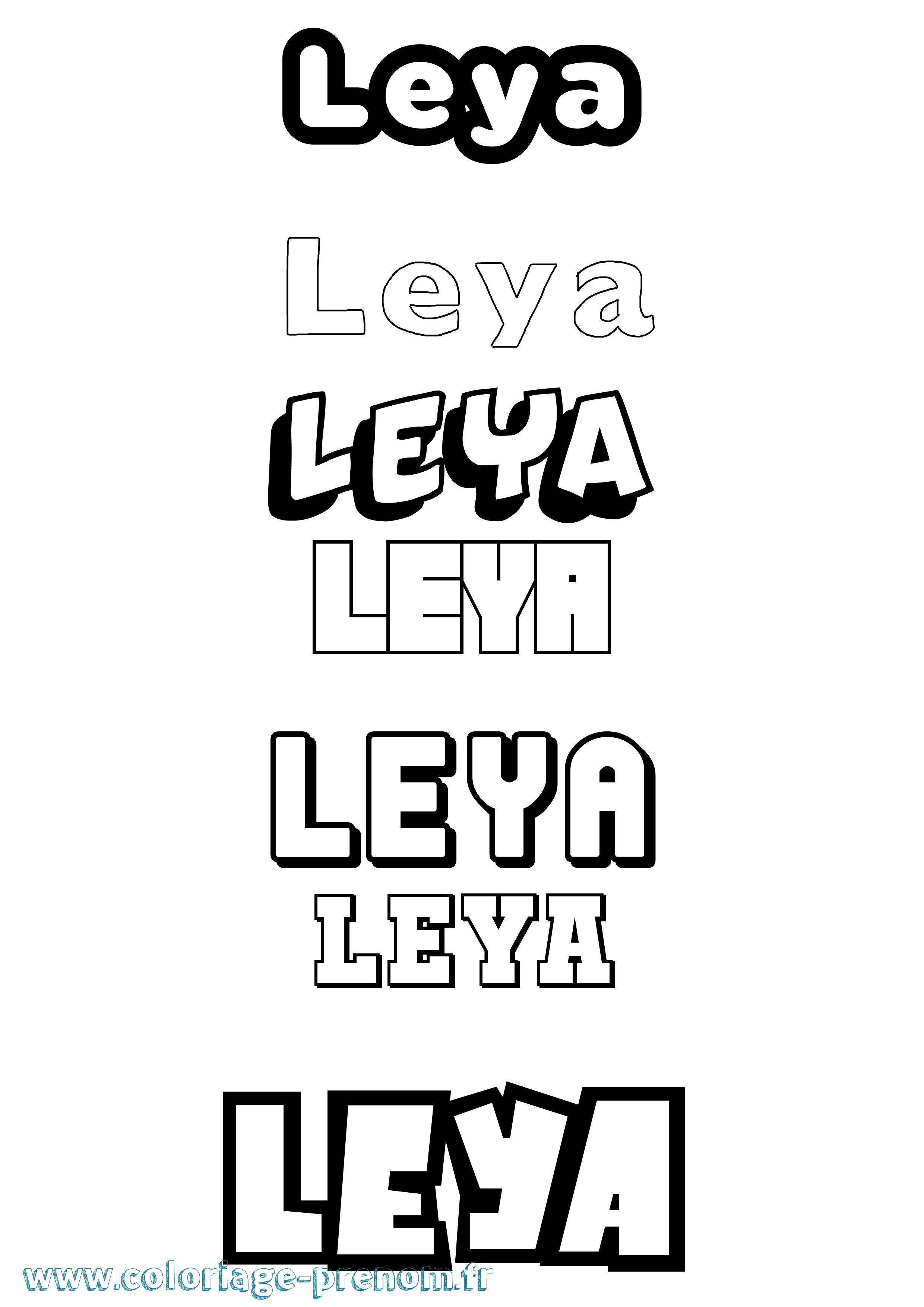 Coloriage prénom Leya Simple