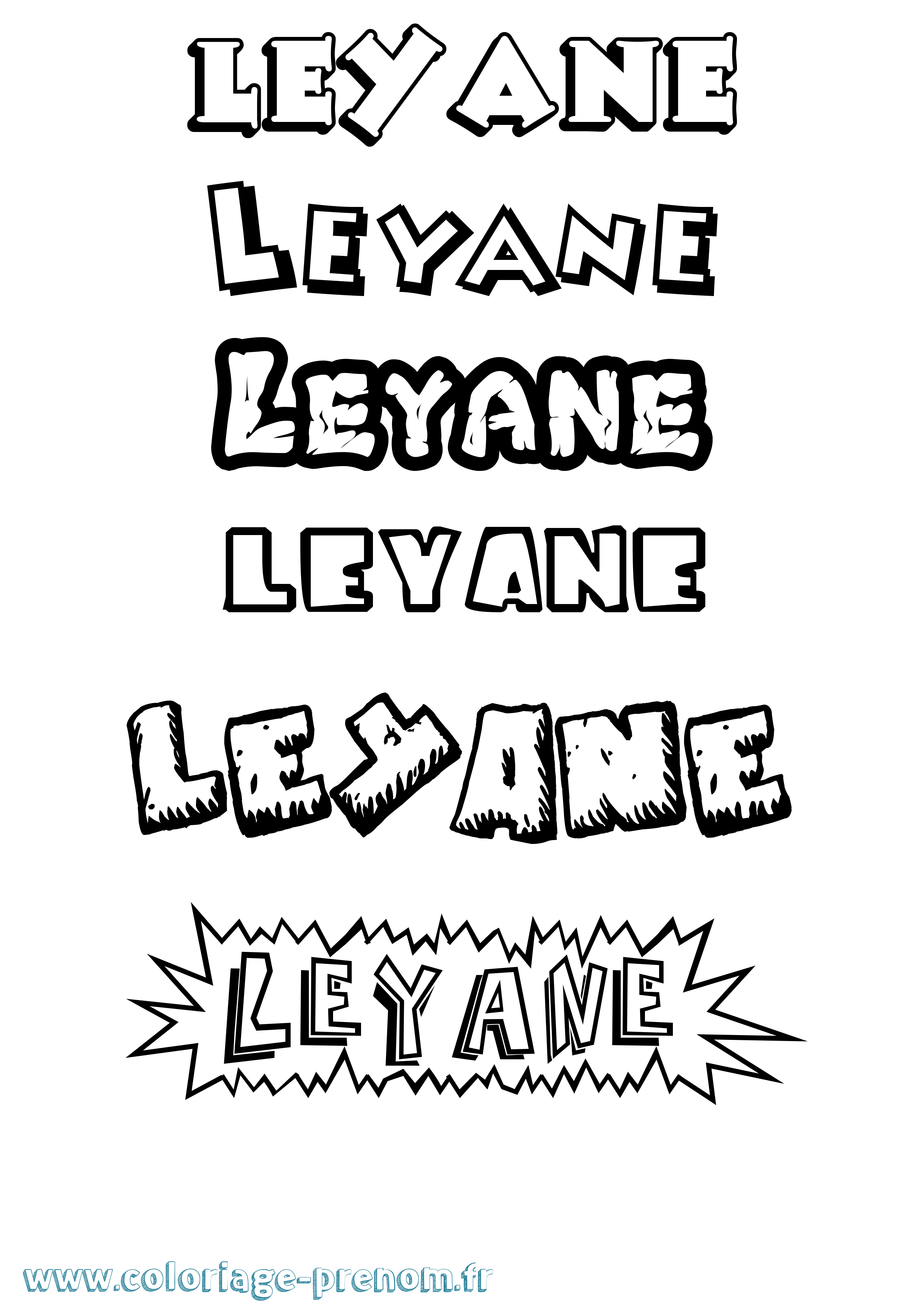 Coloriage prénom Leyane Dessin Animé