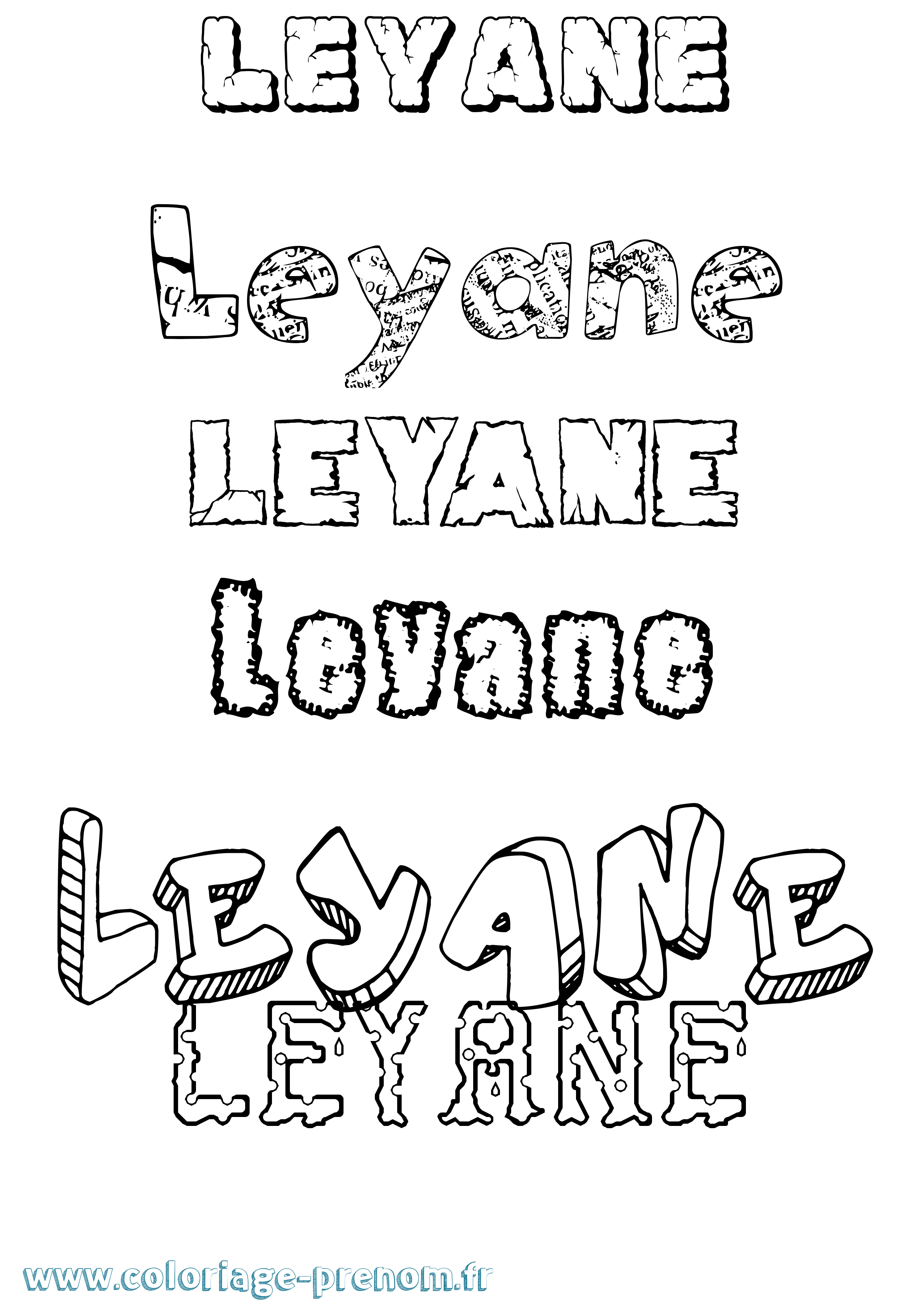 Coloriage prénom Leyane Destructuré