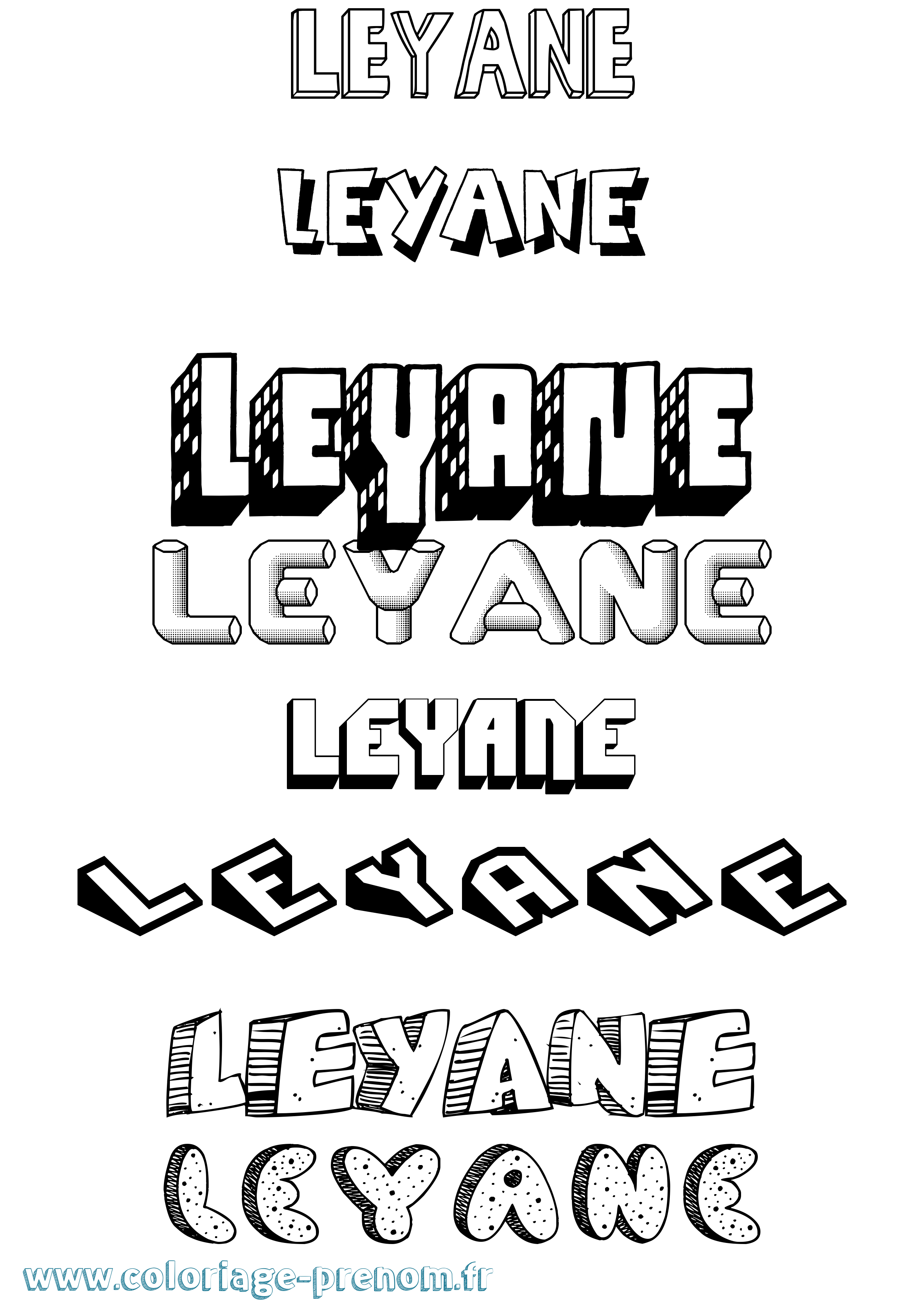 Coloriage prénom Leyane Effet 3D