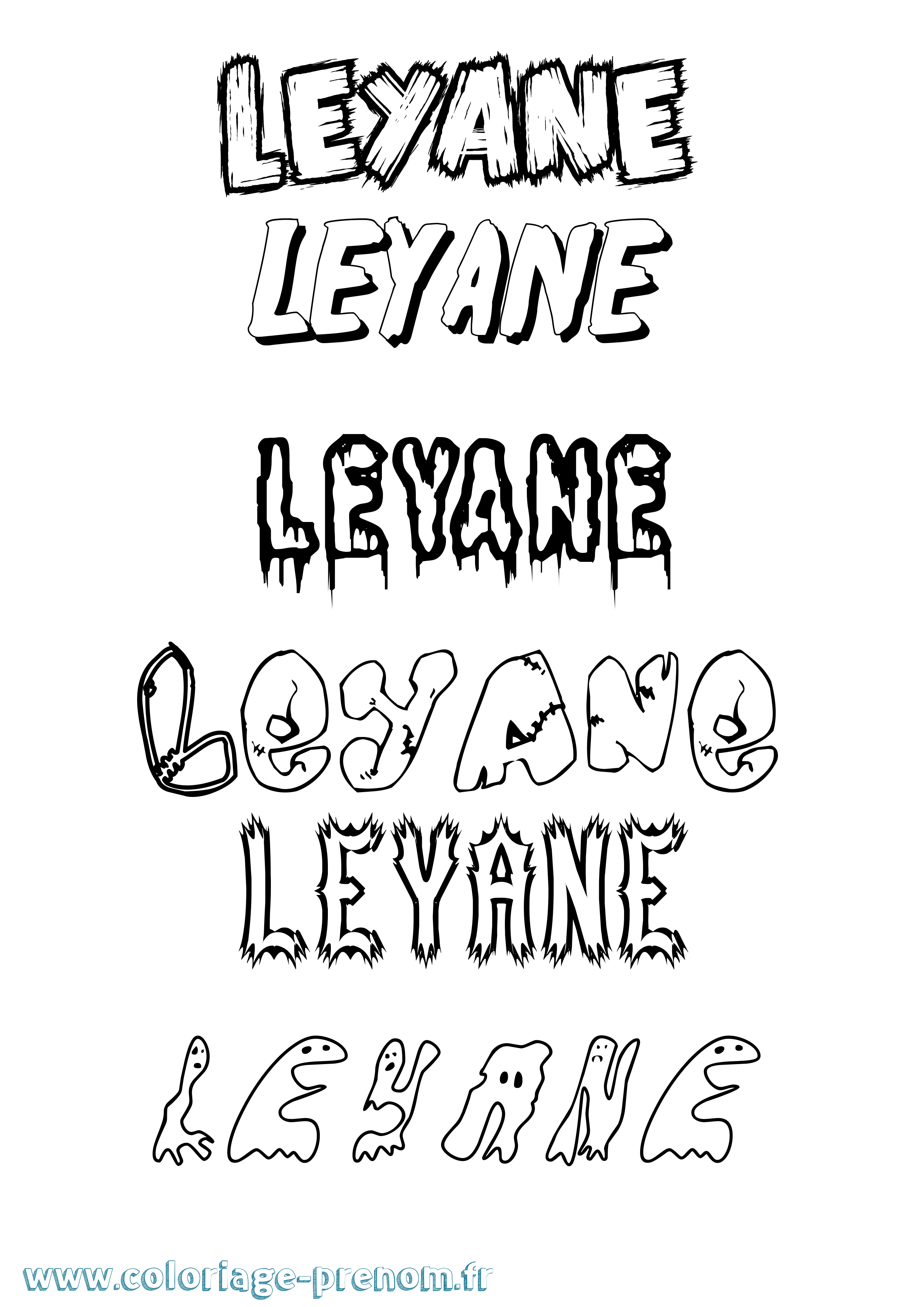 Coloriage prénom Leyane Frisson