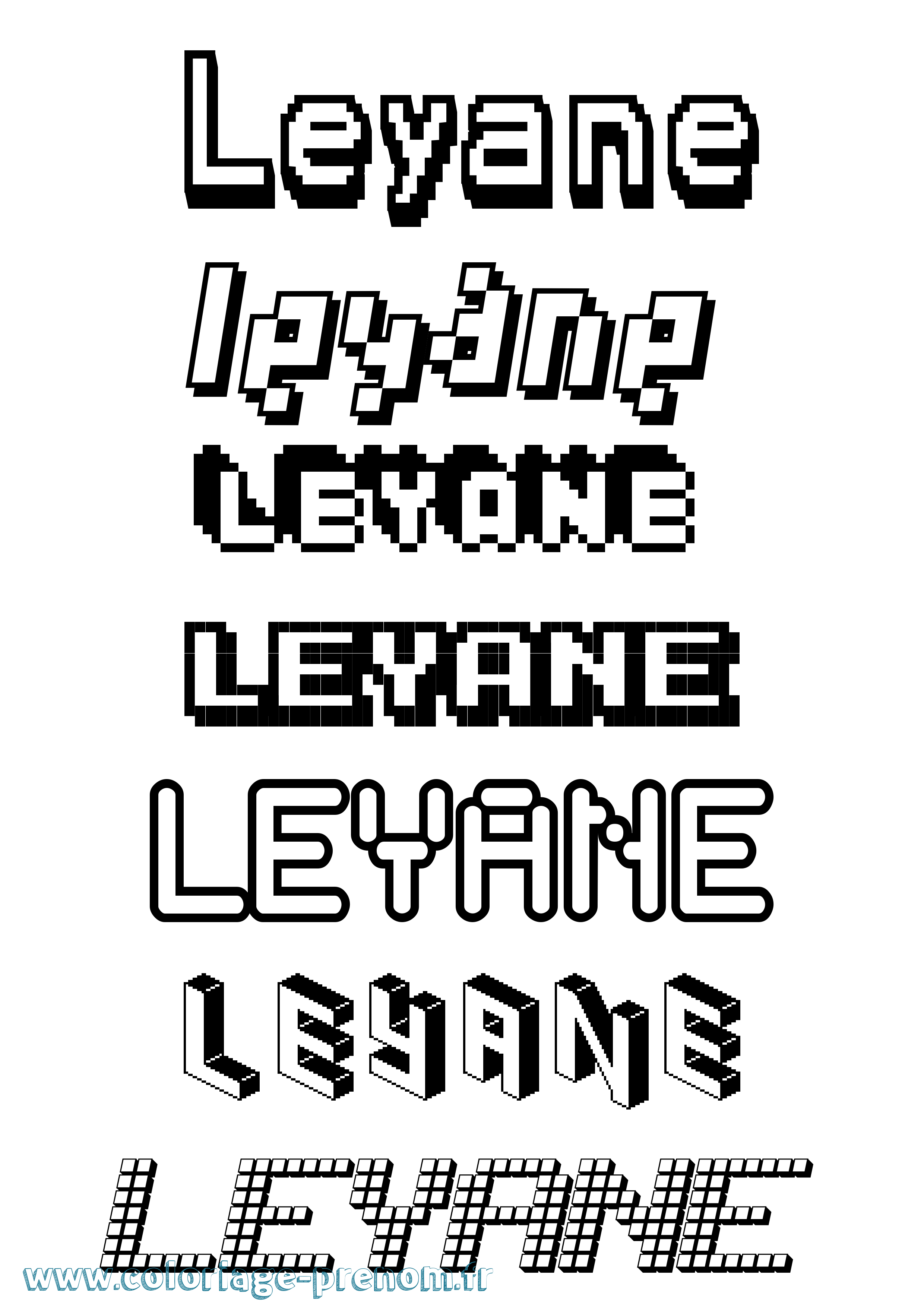 Coloriage prénom Leyane Pixel