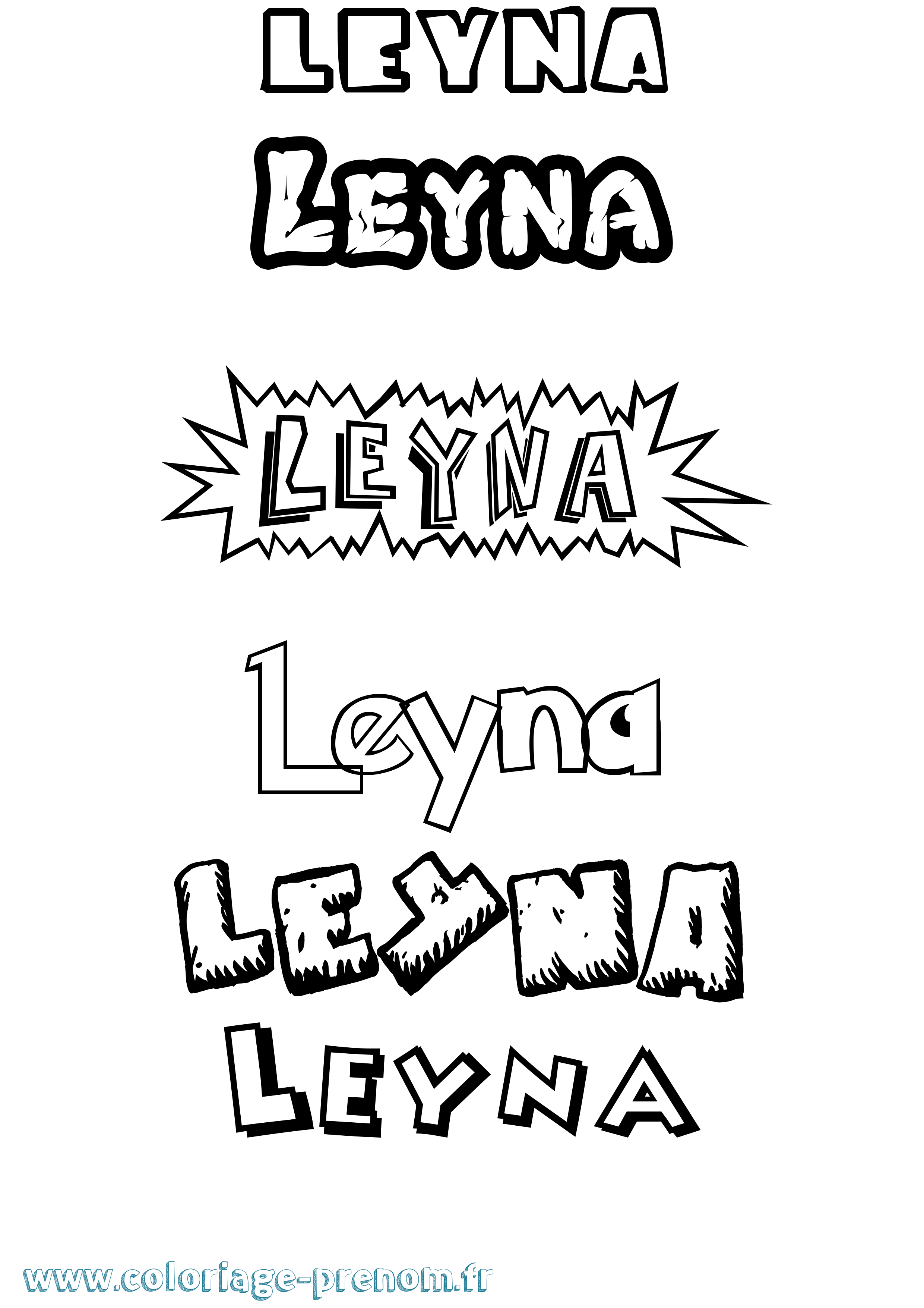 Coloriage Leyna Dessin Animé Coloriage prénom Leyna Dessin Animé