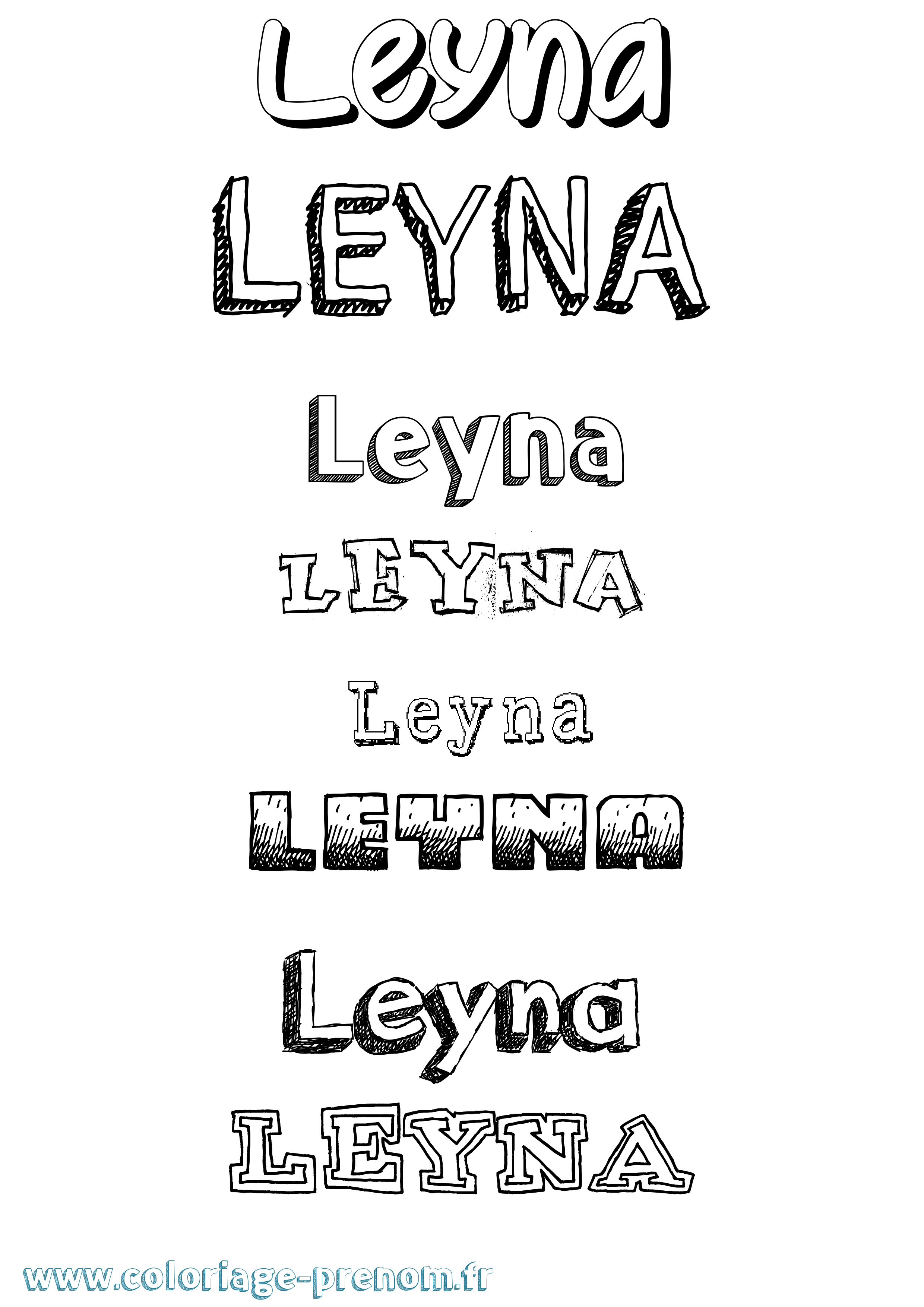 Coloriage Leyna Dessiné Coloriage prénom Leyna Dessiné