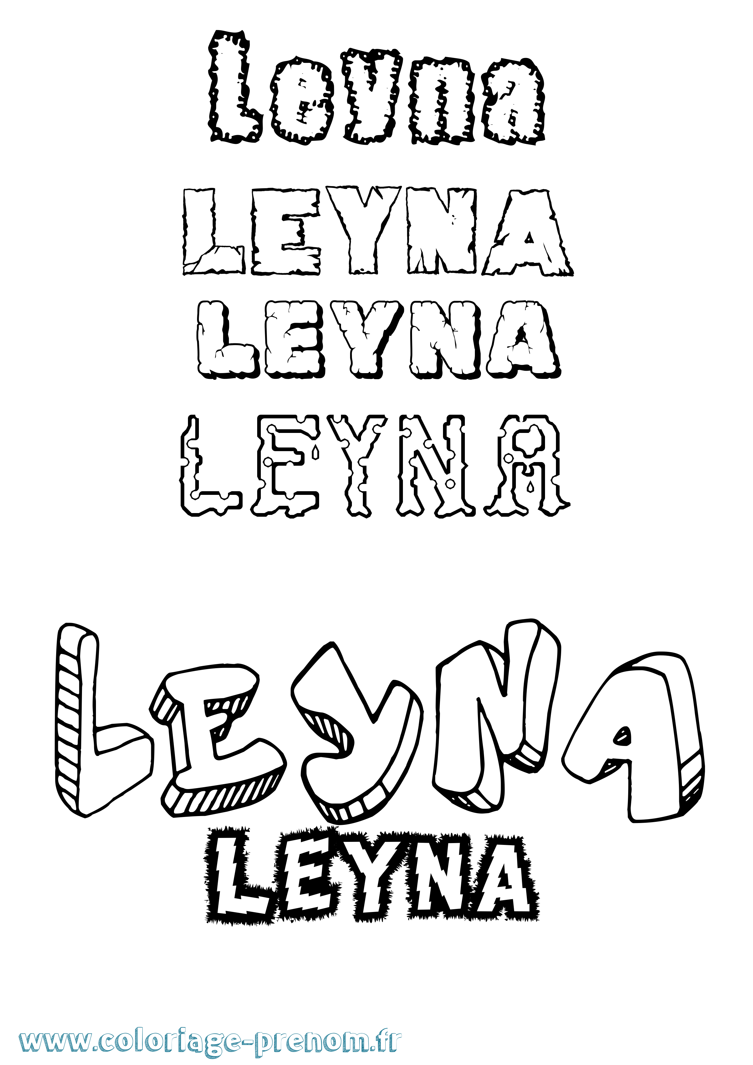 Coloriage prénom Leyna Destructuré