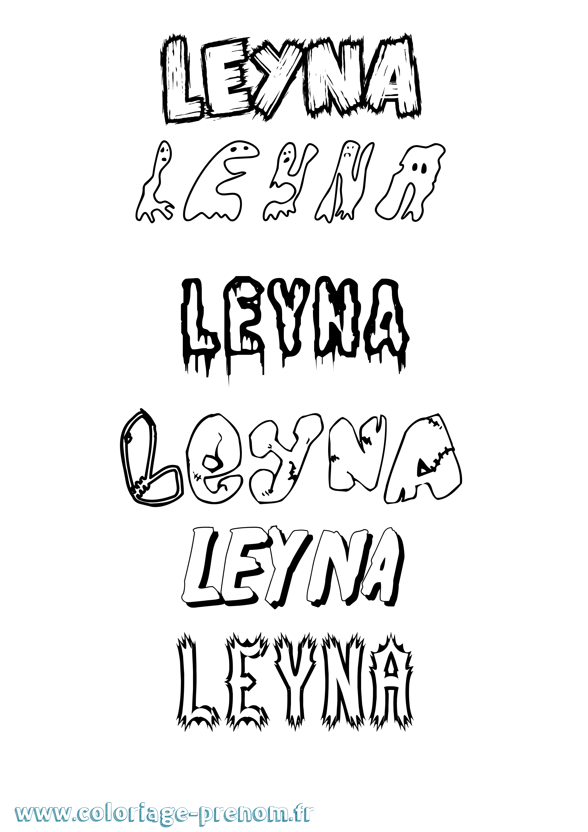 Coloriage Leyna Frisson Coloriage prénom Leyna Frisson