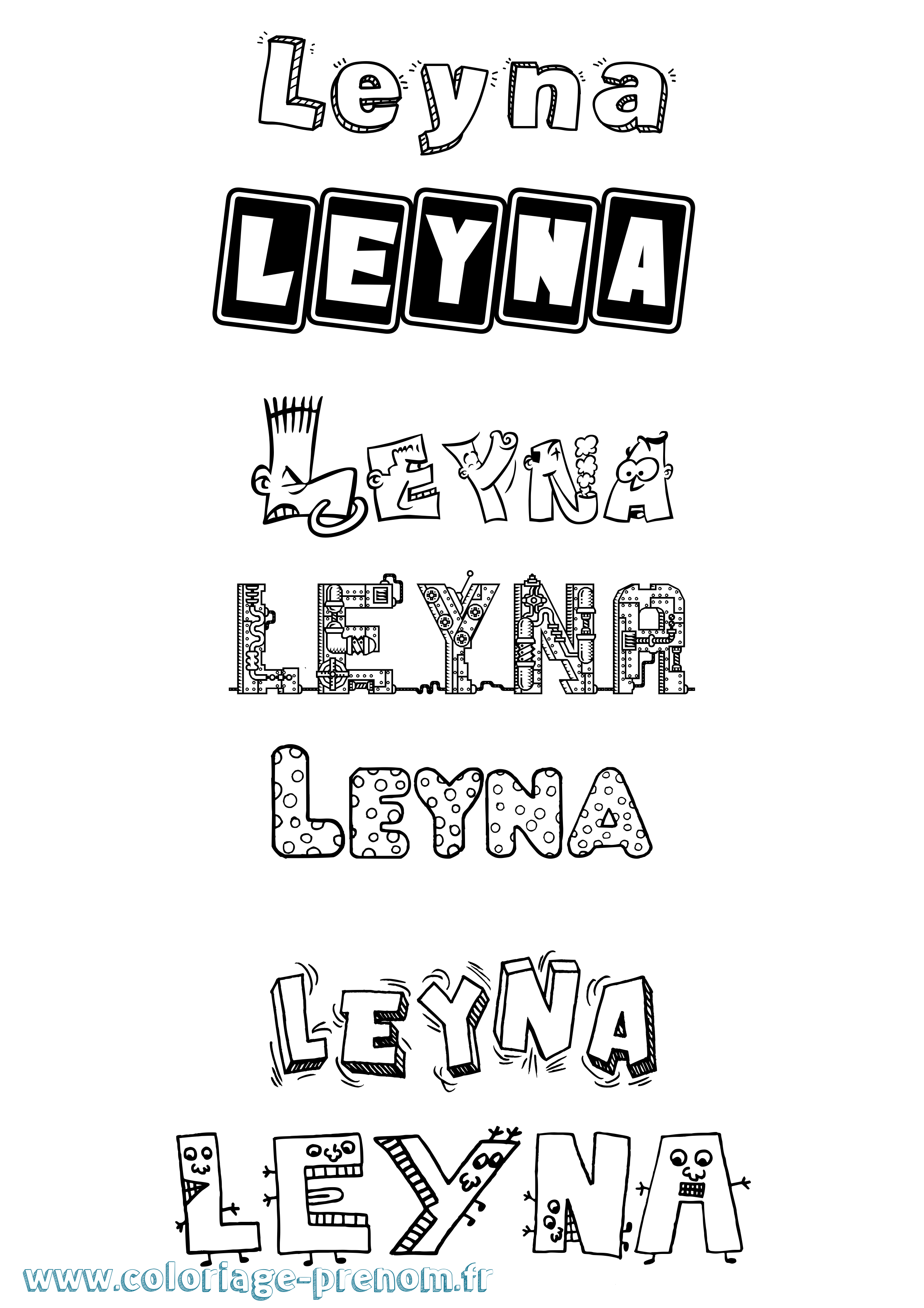 Coloriage Leyna Fun Coloriage prénom Leyna Fun