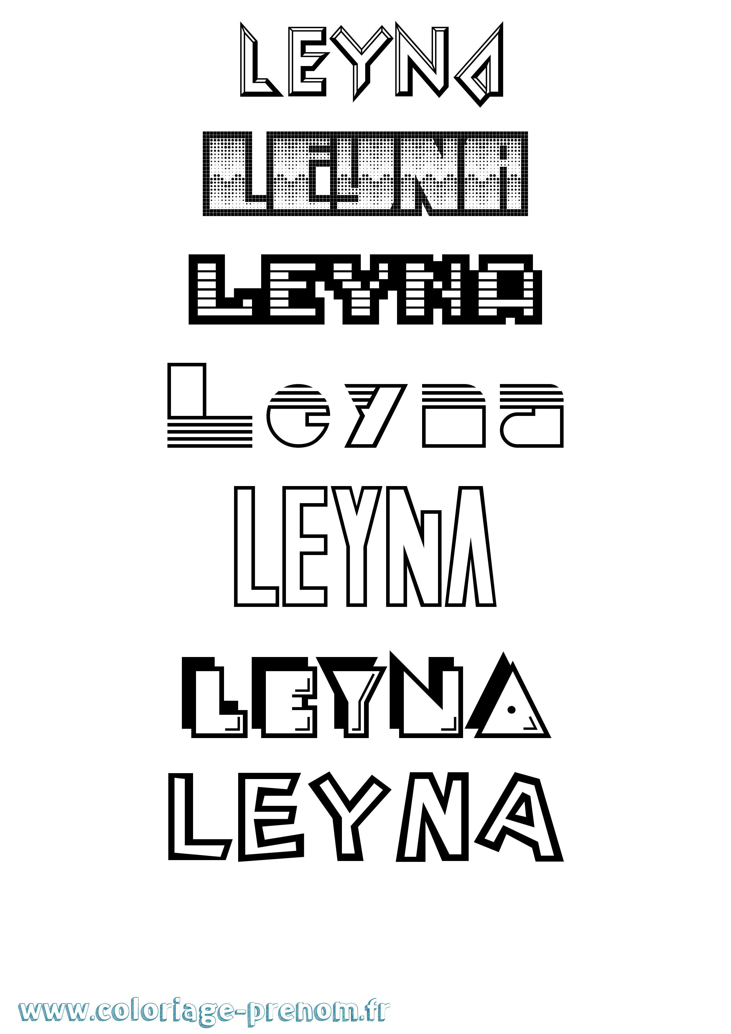 Coloriage prénom Leyna Jeux Vidéos