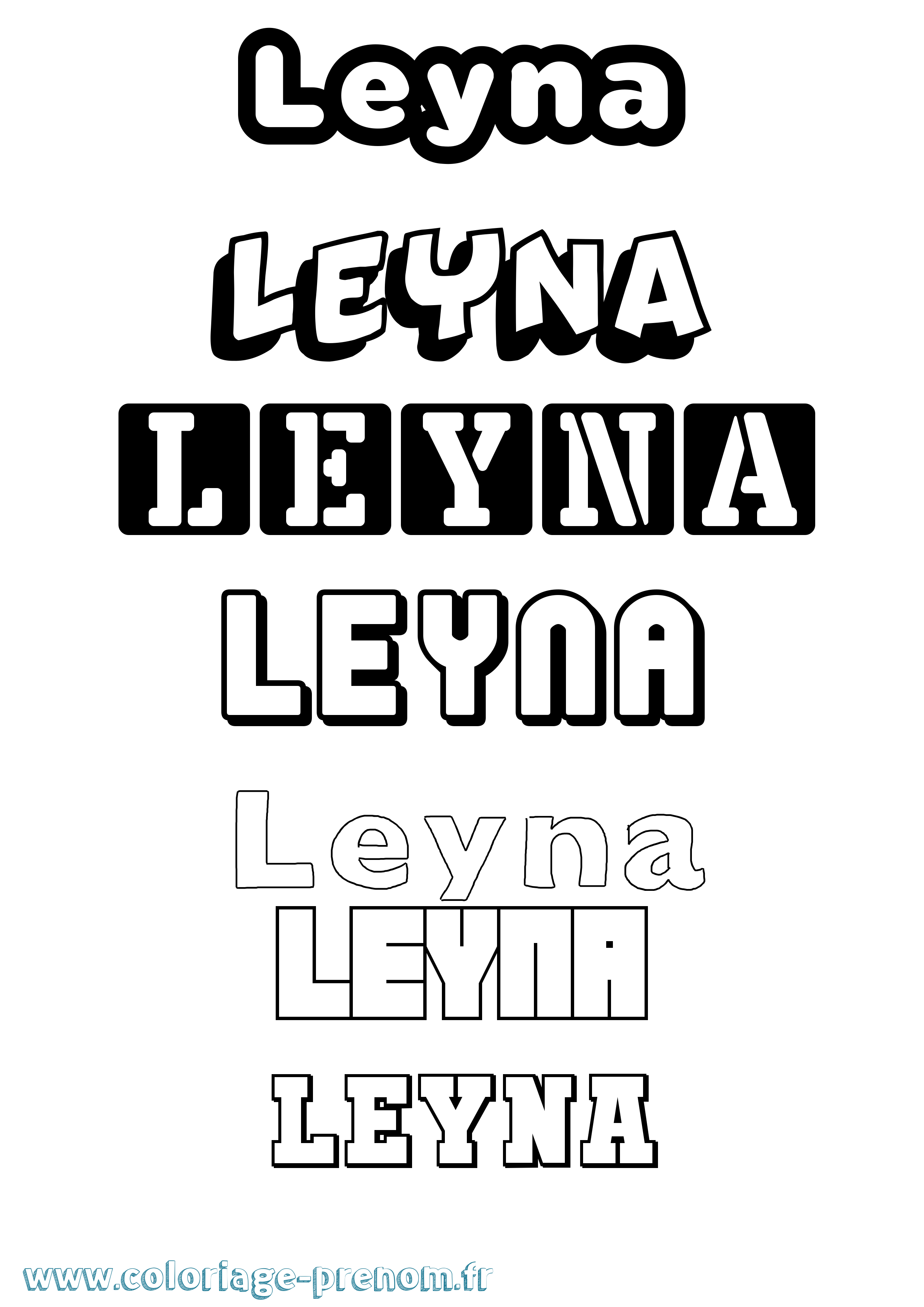 Coloriage prénom Leyna Simple