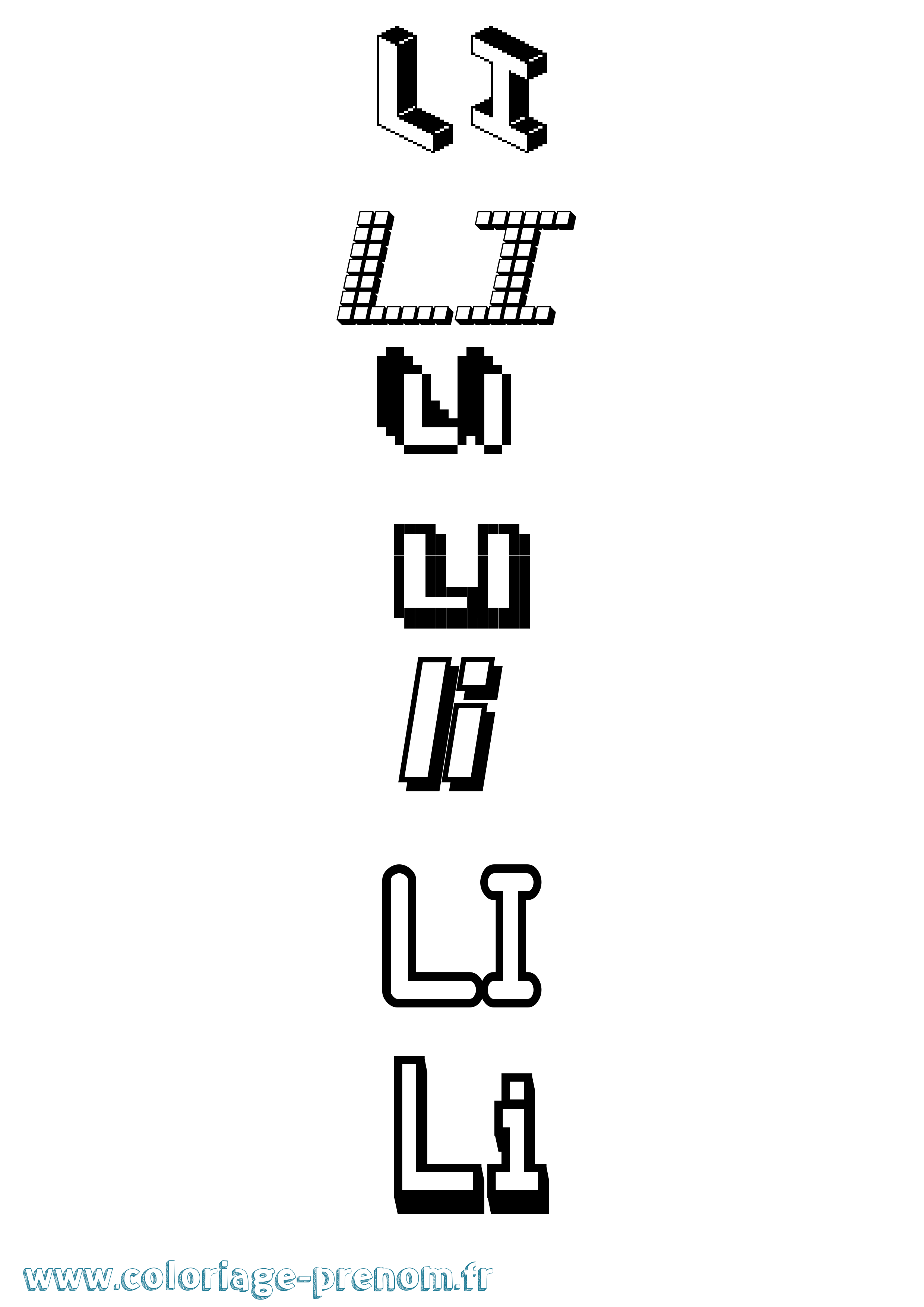 Coloriage Li Pixel Coloriage prénom Li Pixel