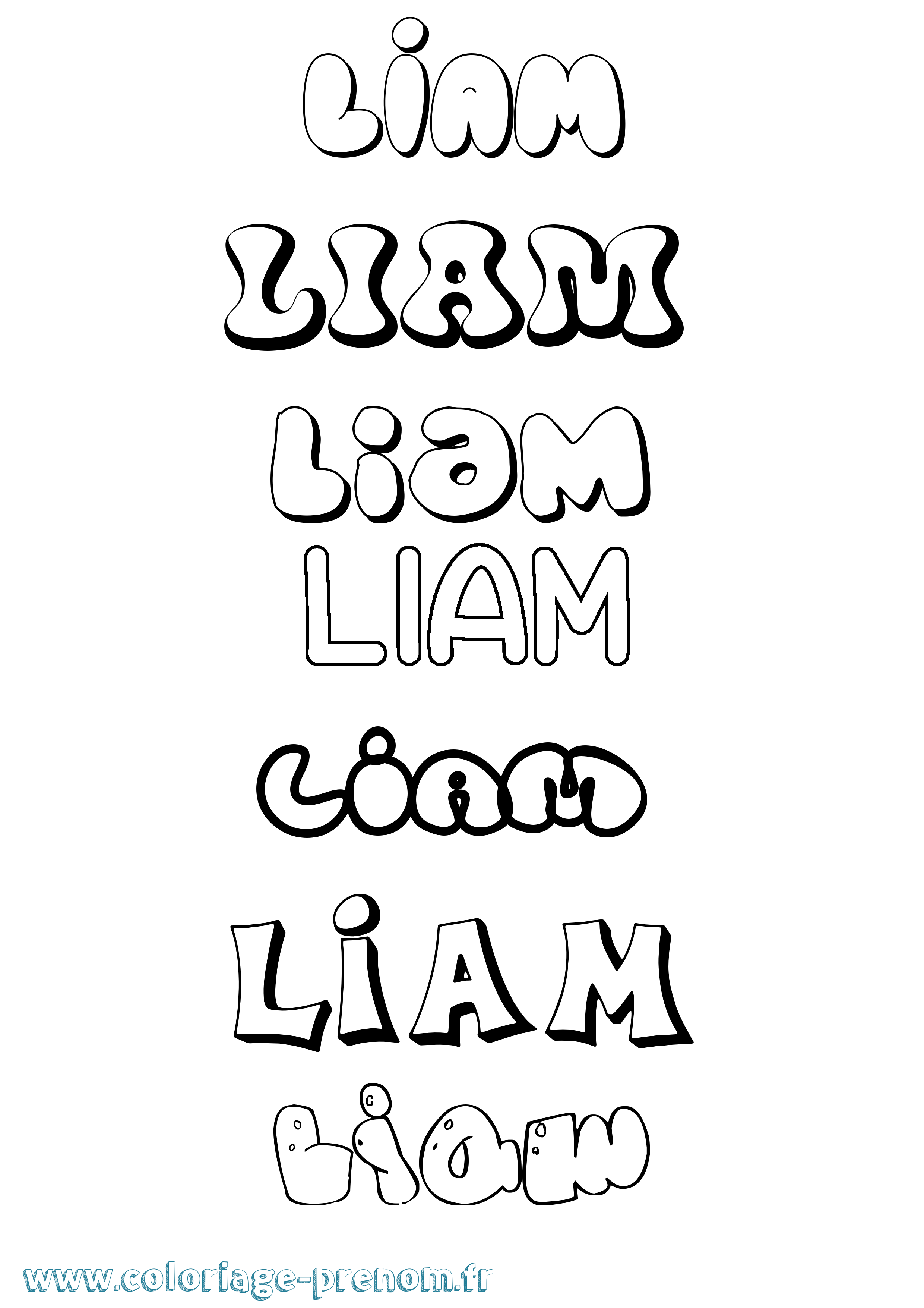 Coloriage prénom Liam Bubble