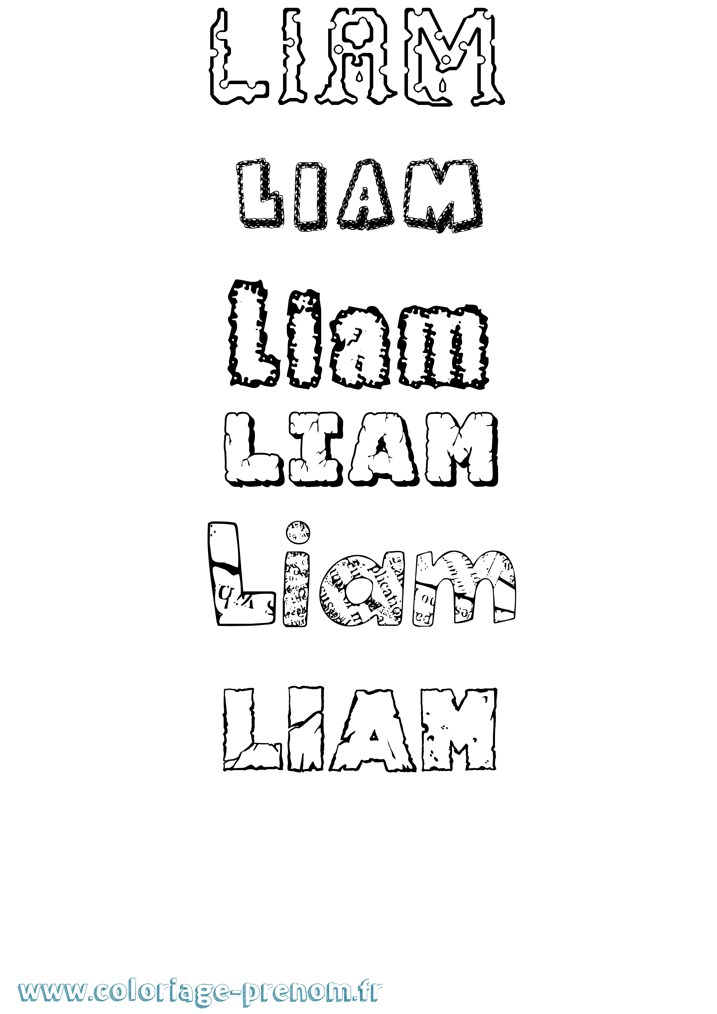 Coloriage prénom Liam Destructuré