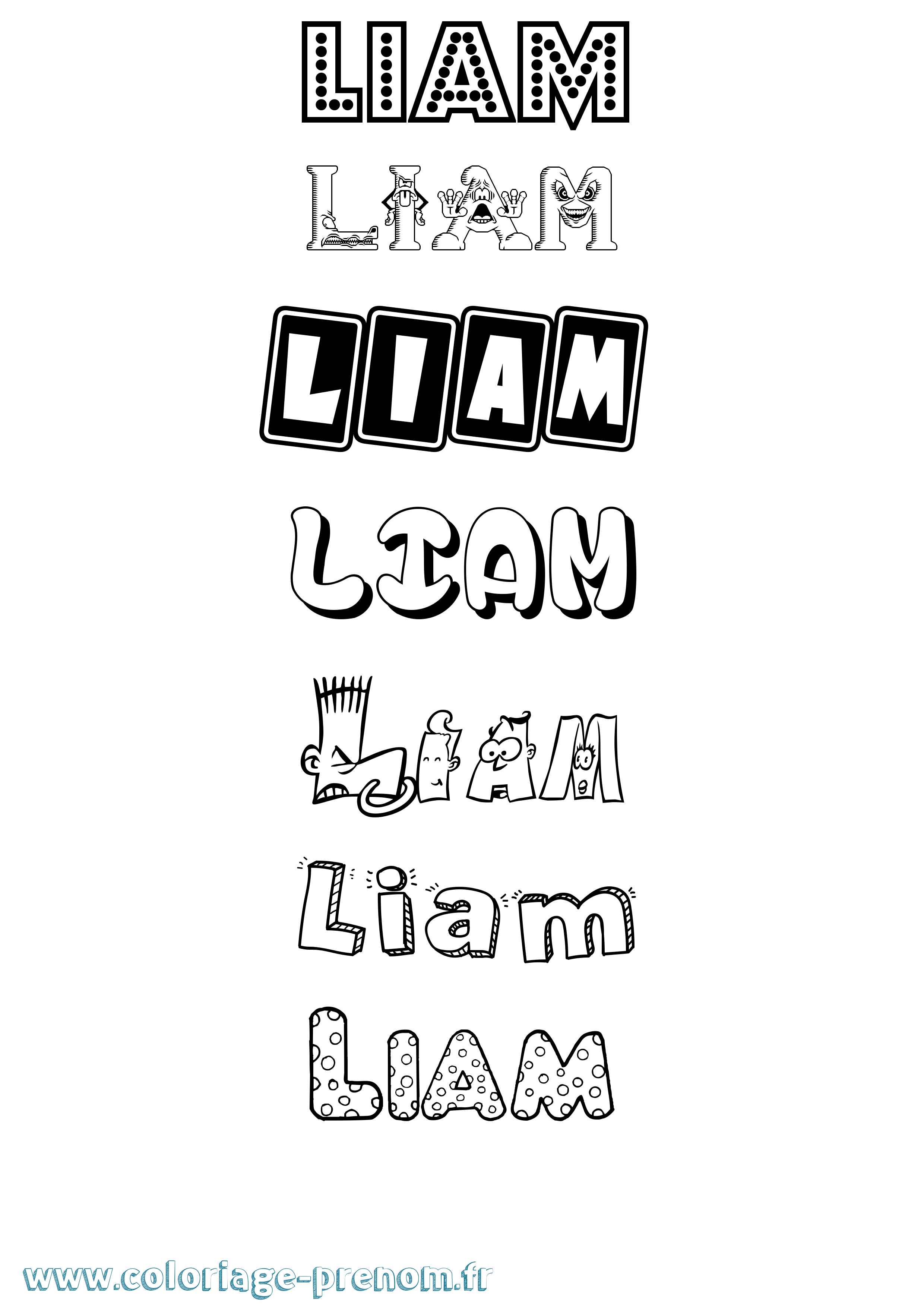 Coloriage prénom Liam Fun