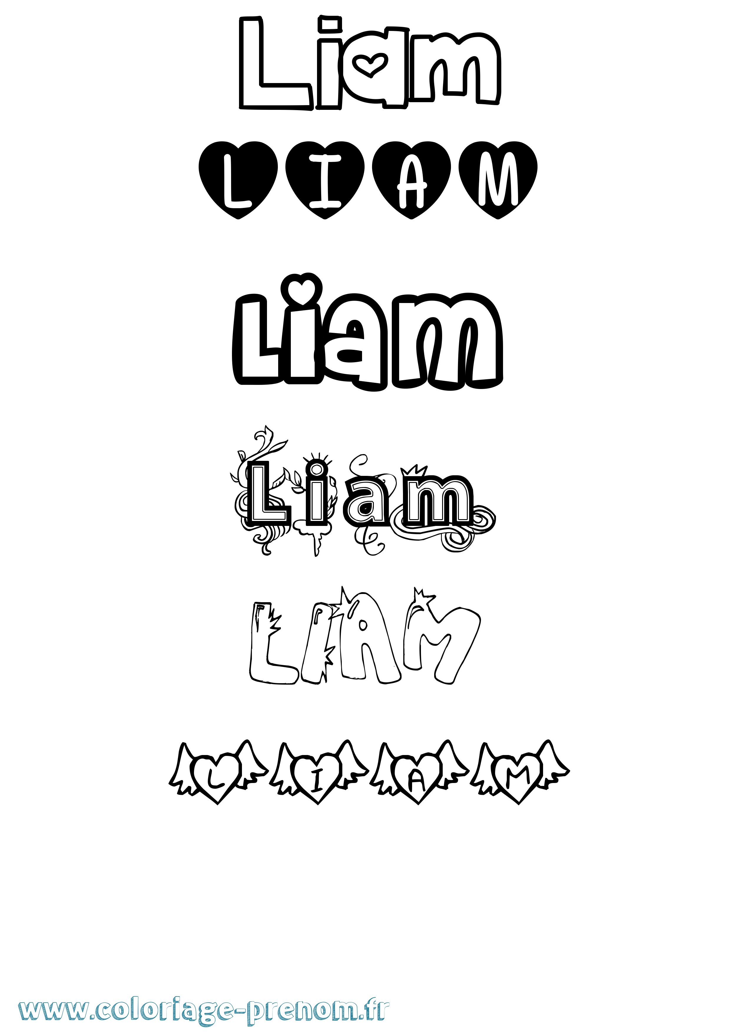 Coloriage prénom Liam Girly