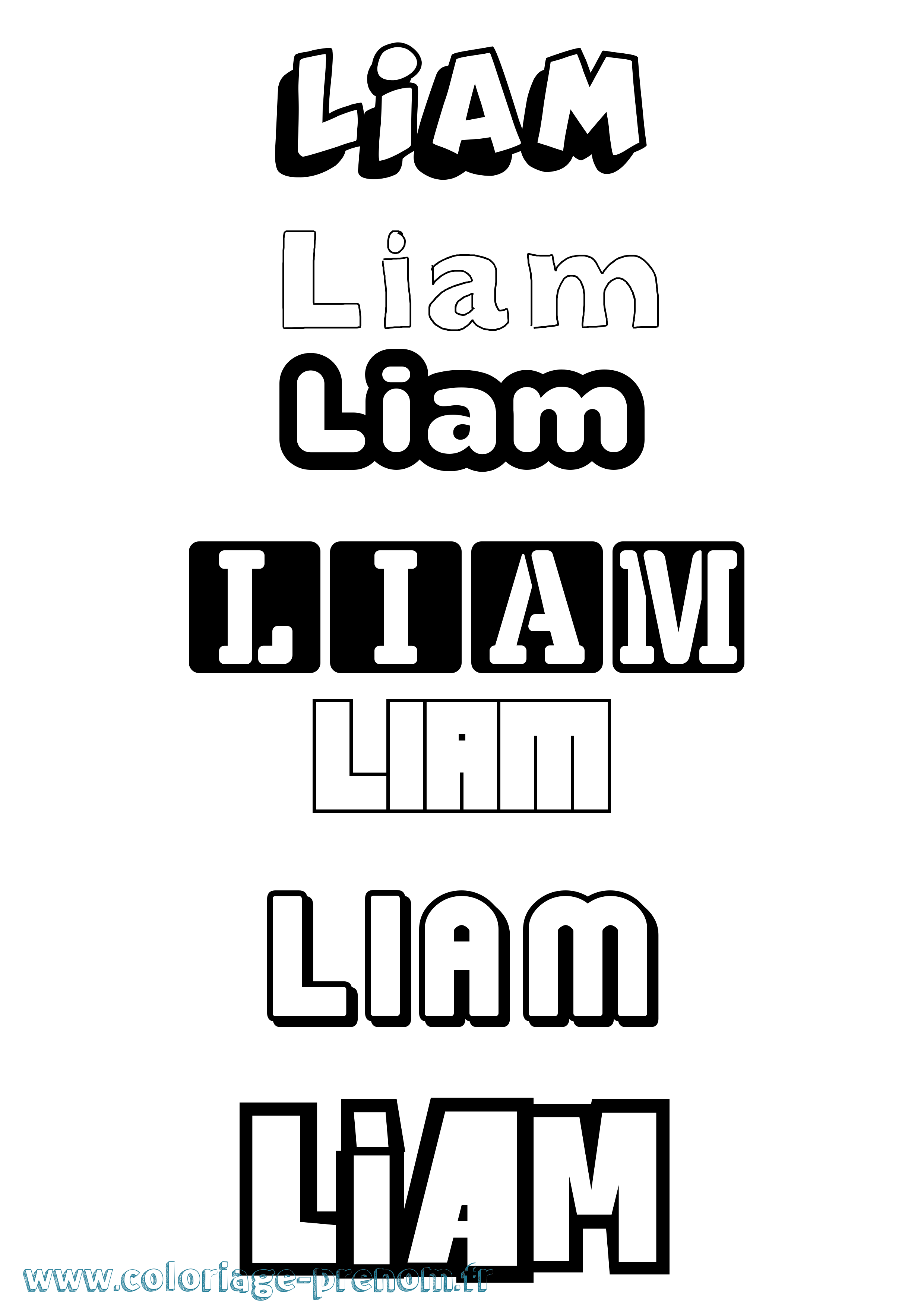Coloriage prénom Liam Simple