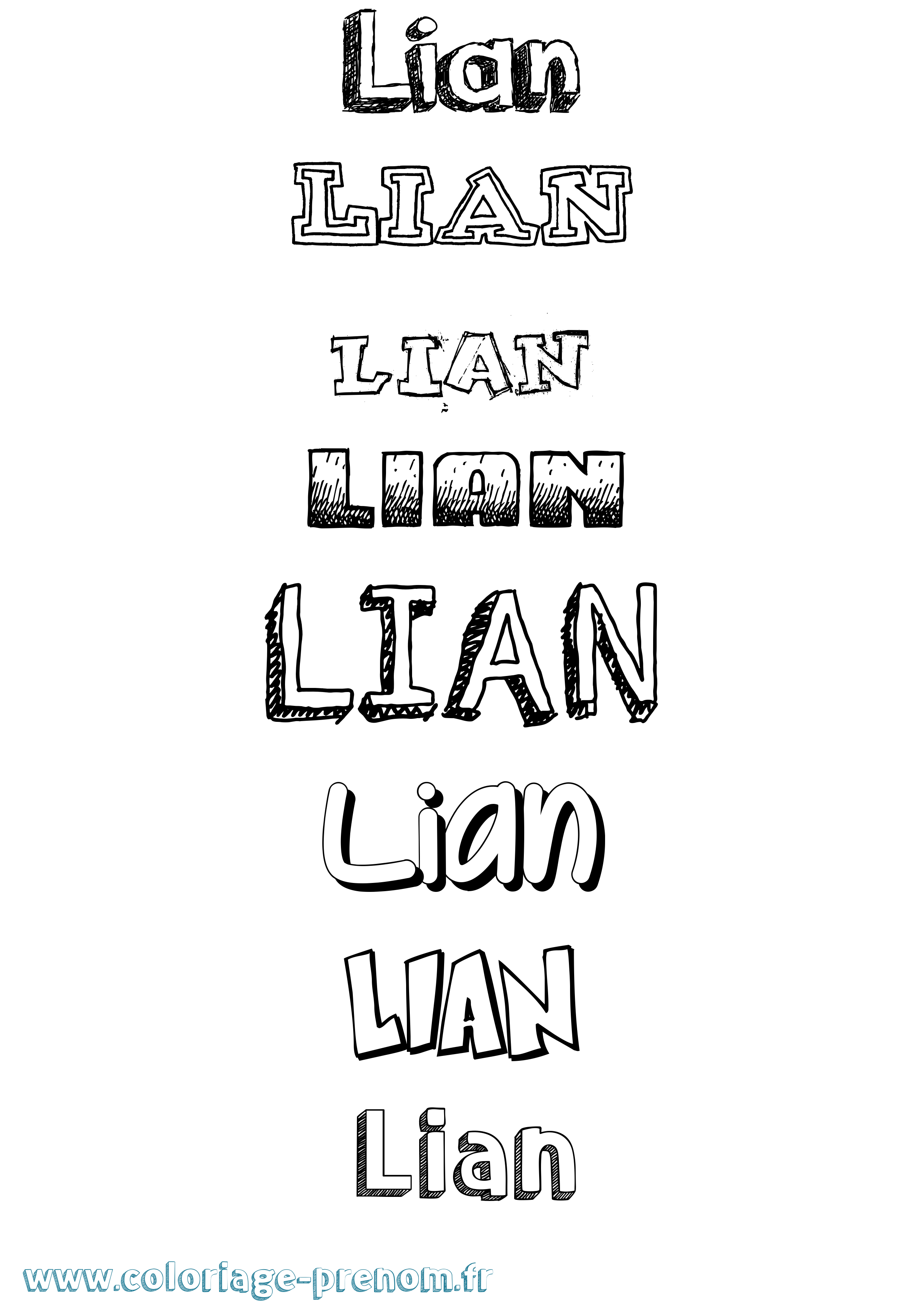 Coloriage prénom Lian Dessiné