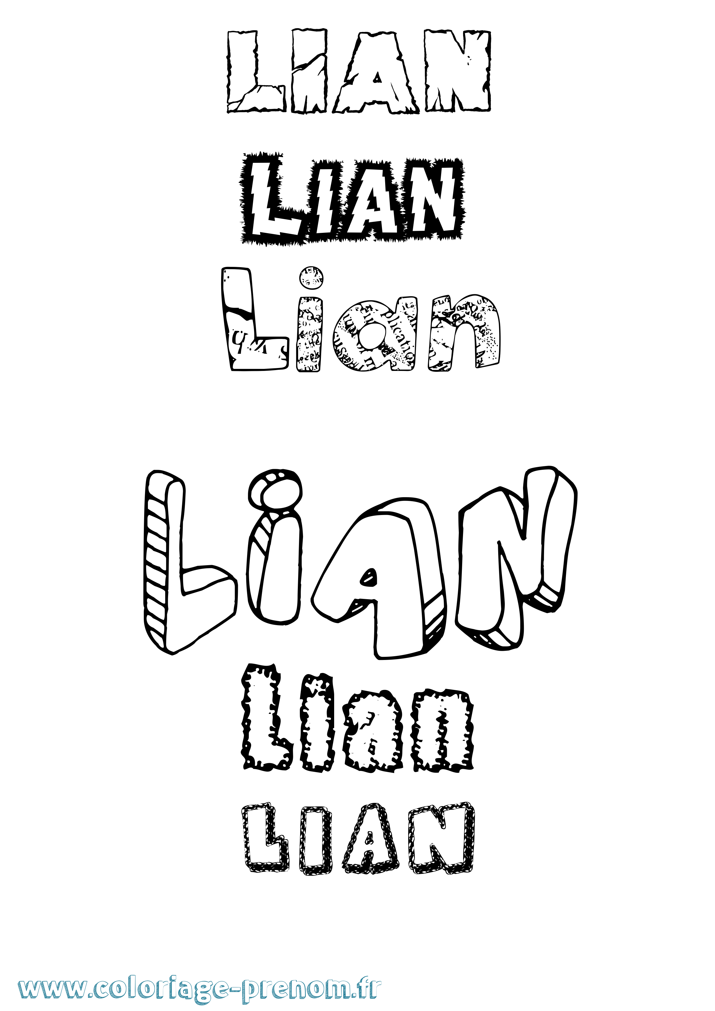 Coloriage prénom Lian Destructuré