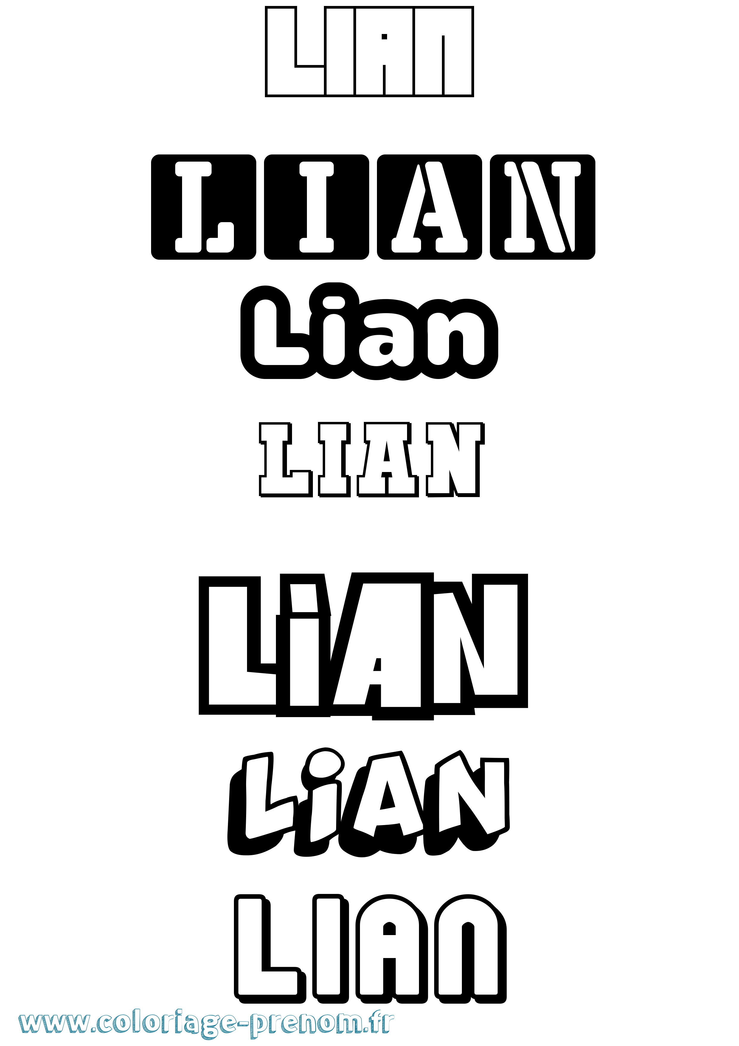 Coloriage prénom Lian Simple