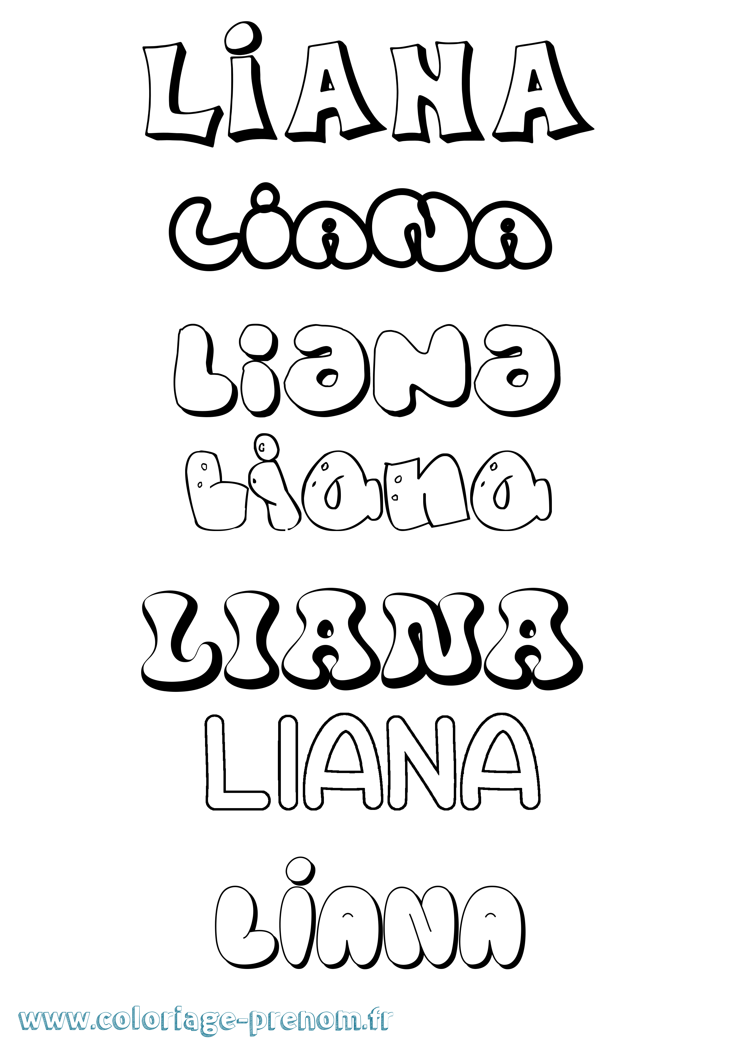 Coloriage Liana Bubble Coloriage prénom Liana Bubble