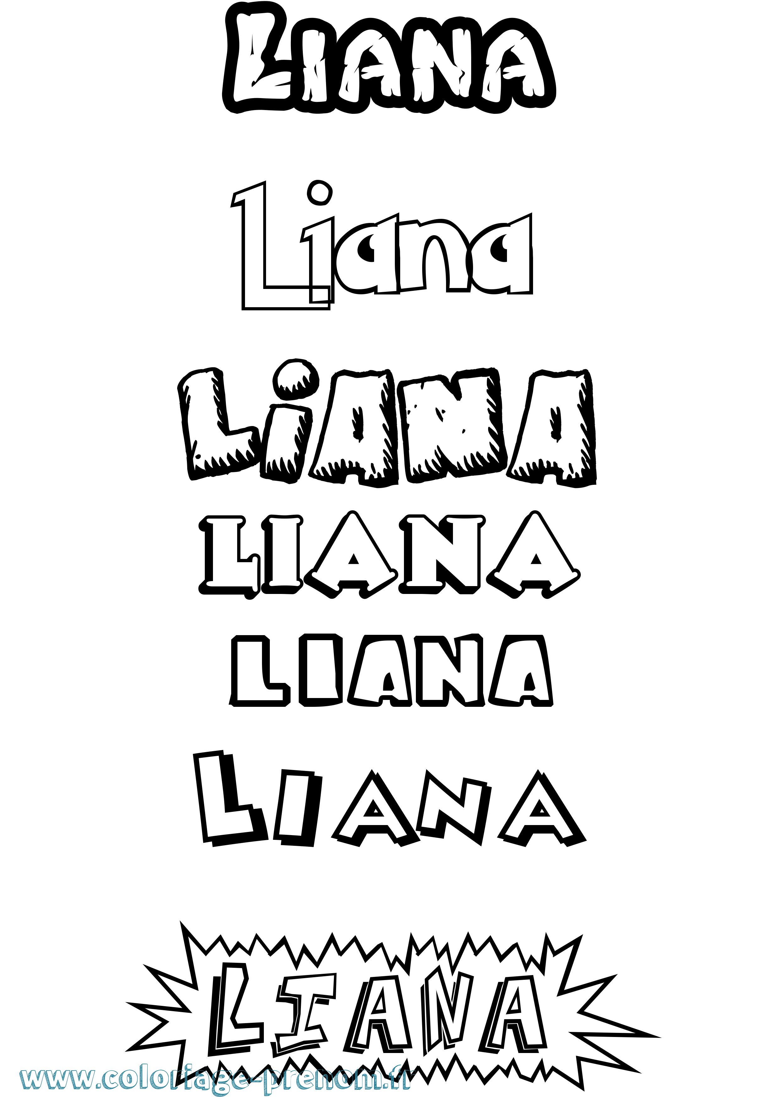 Coloriage Liana Dessin Animé Coloriage prénom Liana Dessin Animé