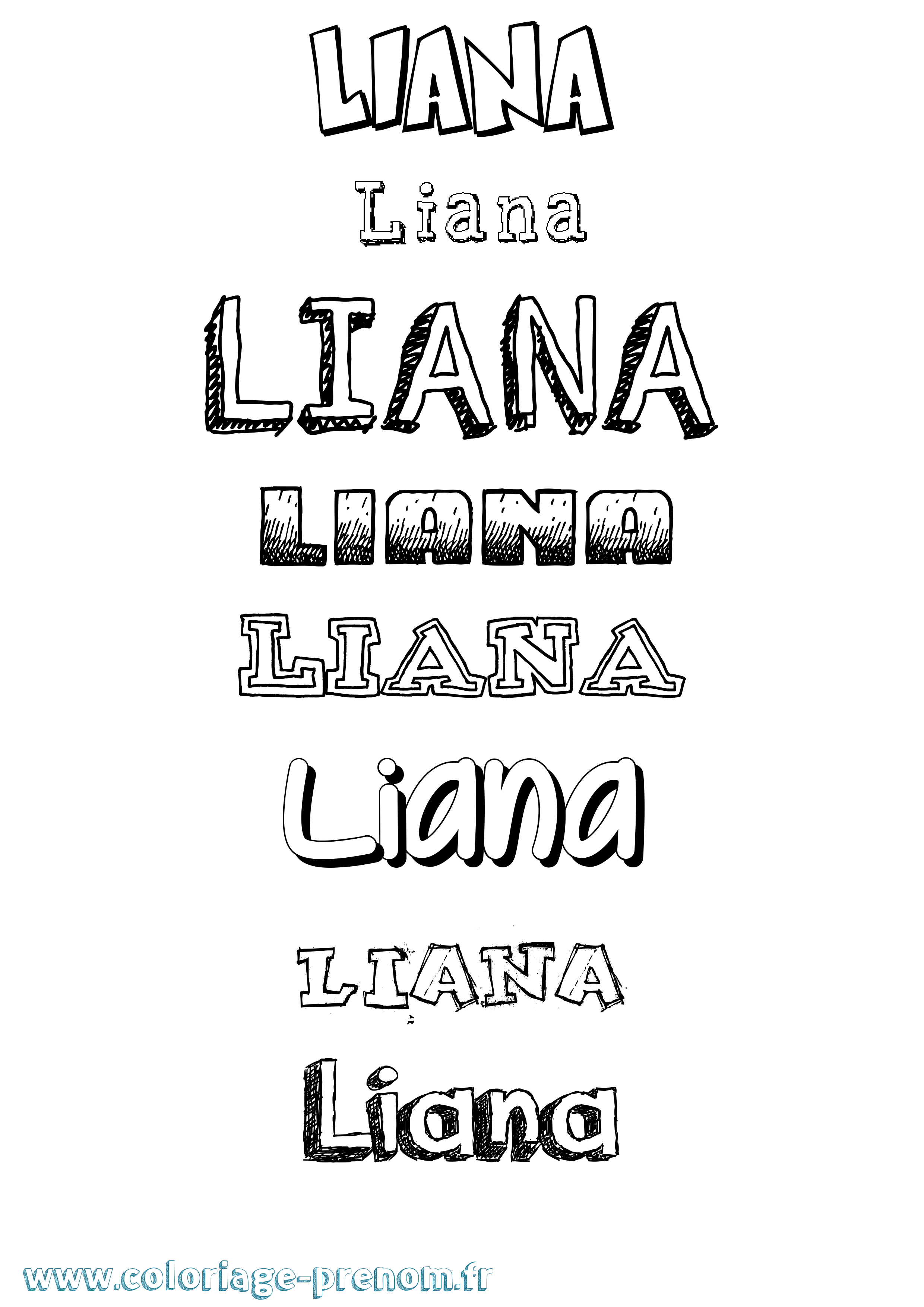 Coloriage Liana Dessiné Coloriage prénom Liana Dessiné