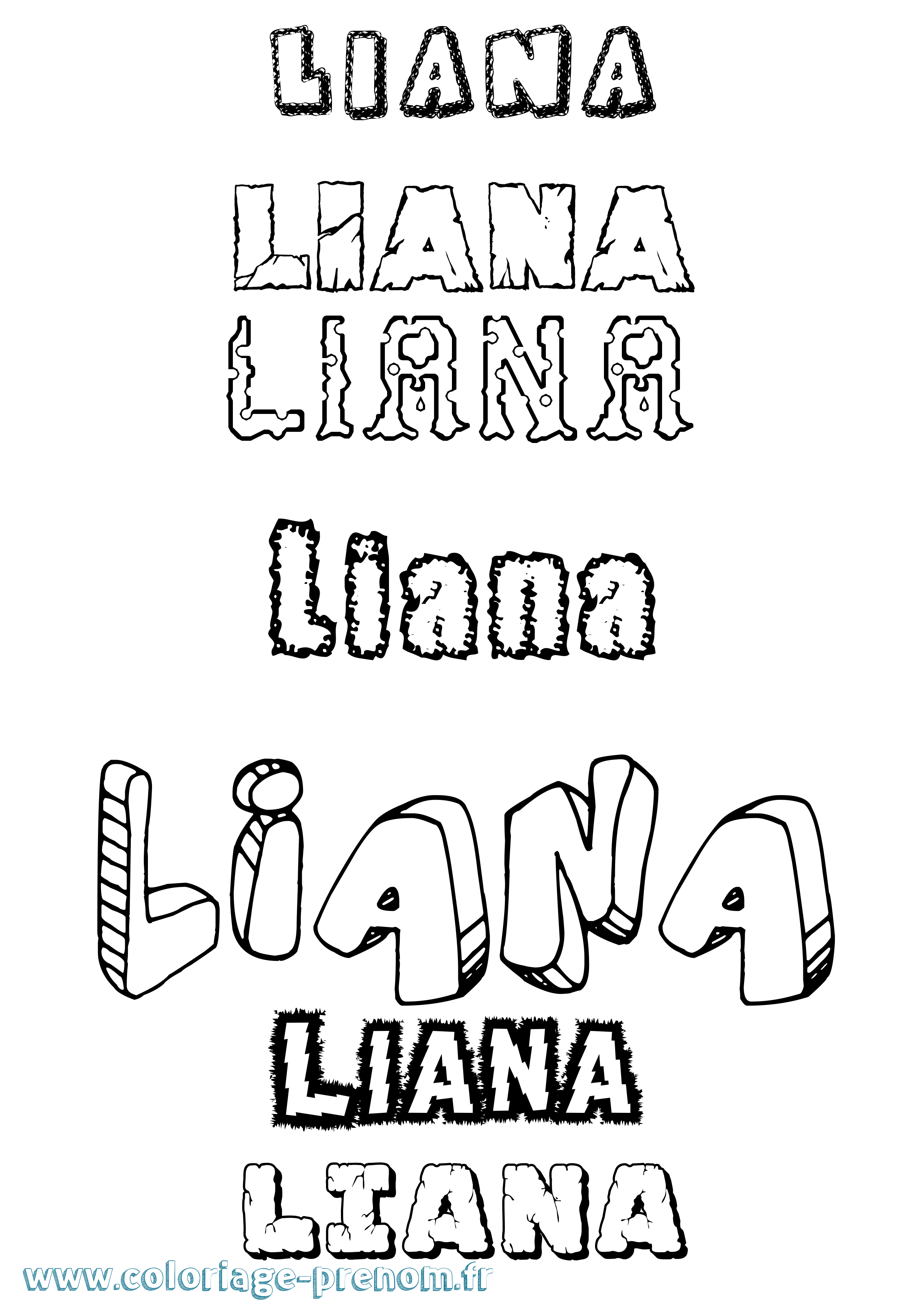 Coloriage Liana Destructuré Coloriage prénom Liana Destructuré