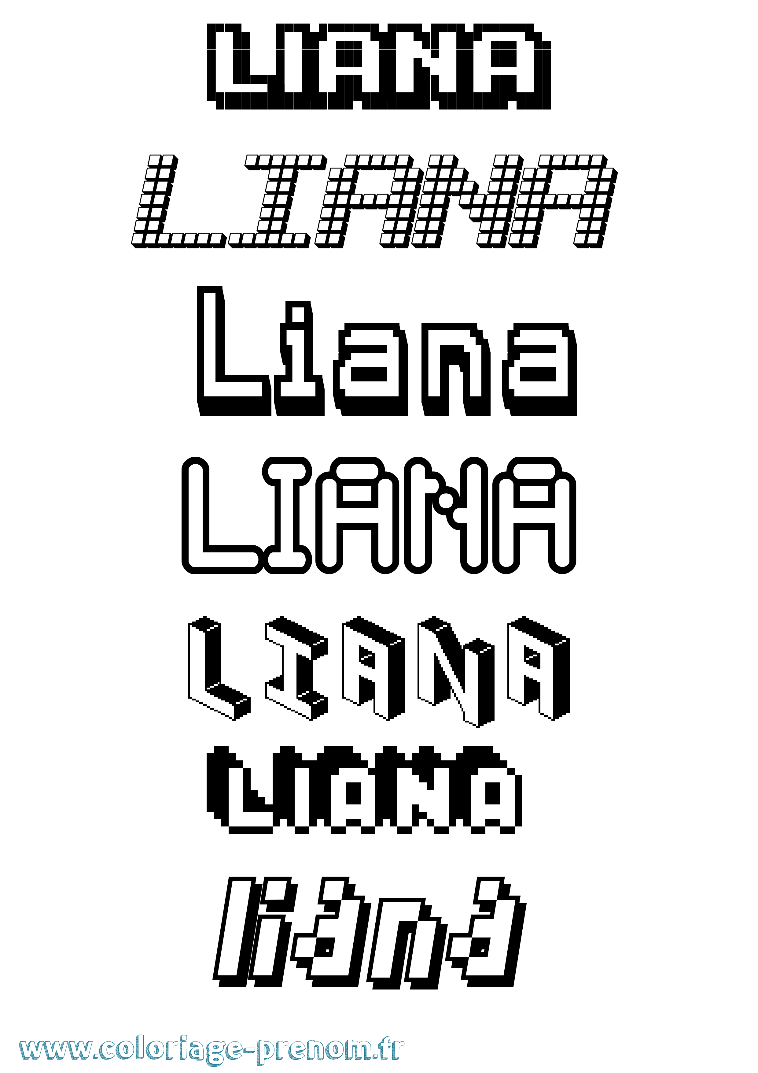 Coloriage Liana Pixel Coloriage prénom Liana Pixel