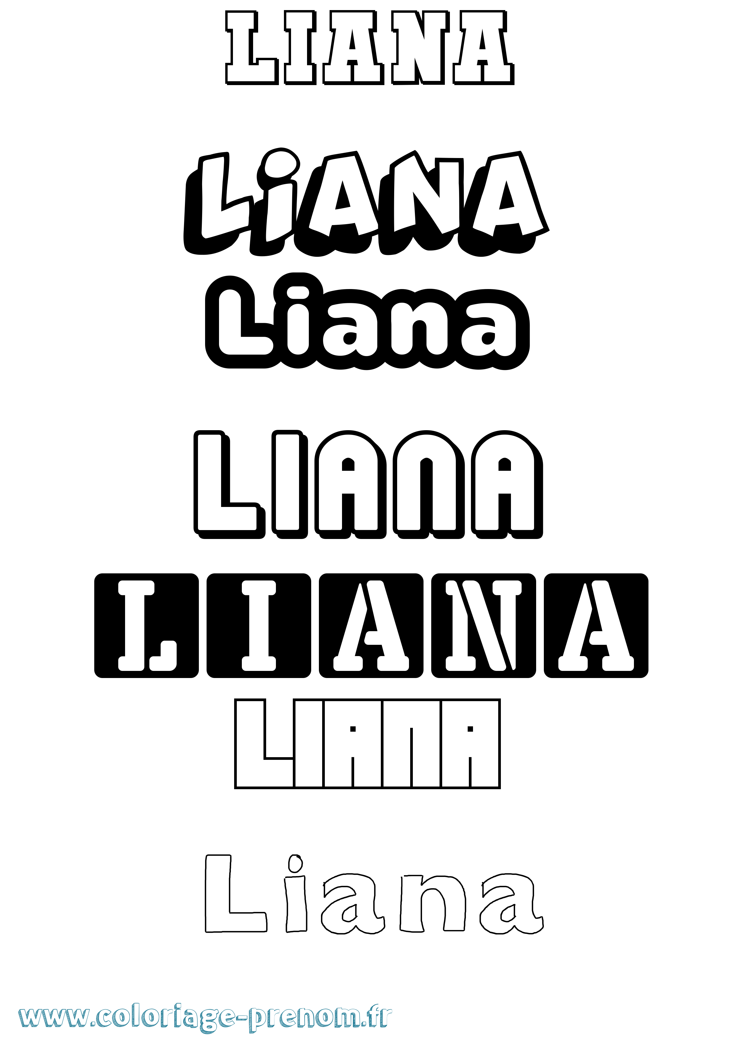 Coloriage Liana Simple Coloriage prénom Liana Simple