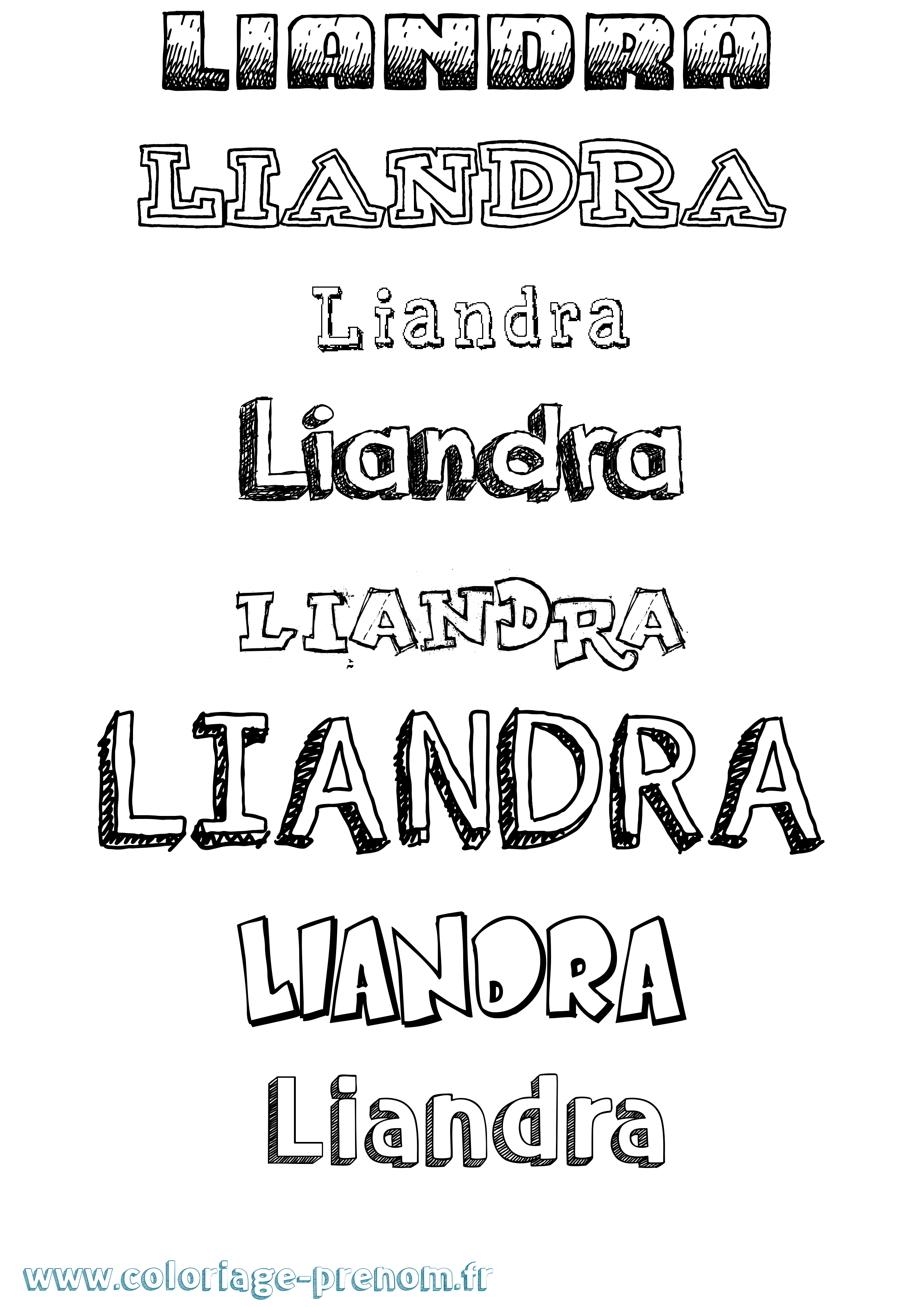 Coloriage prénom Liandra Dessiné