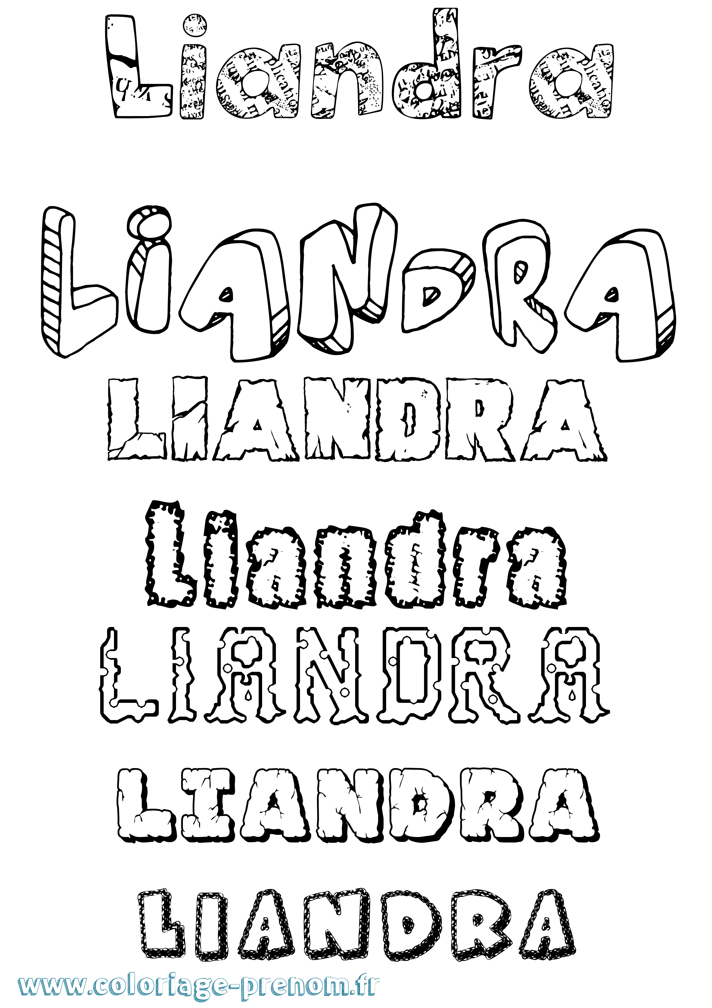 Coloriage prénom Liandra Destructuré