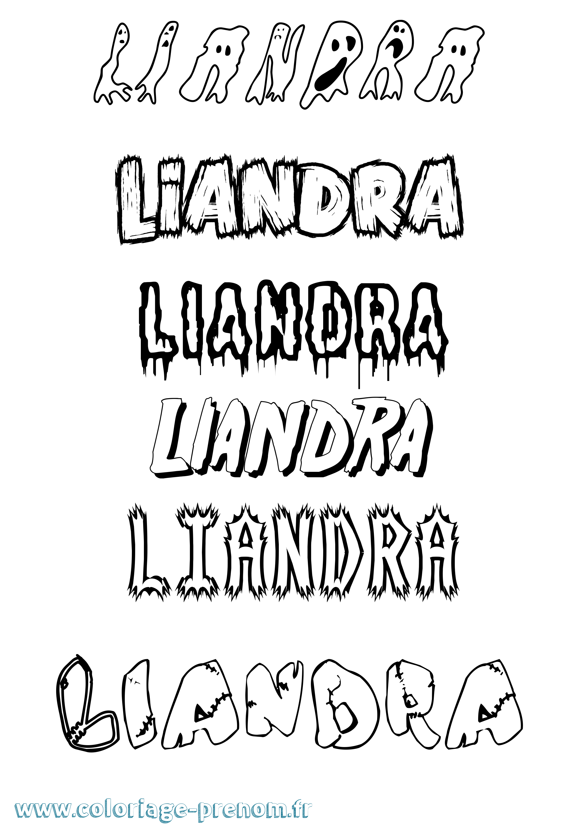 Coloriage prénom Liandra Frisson