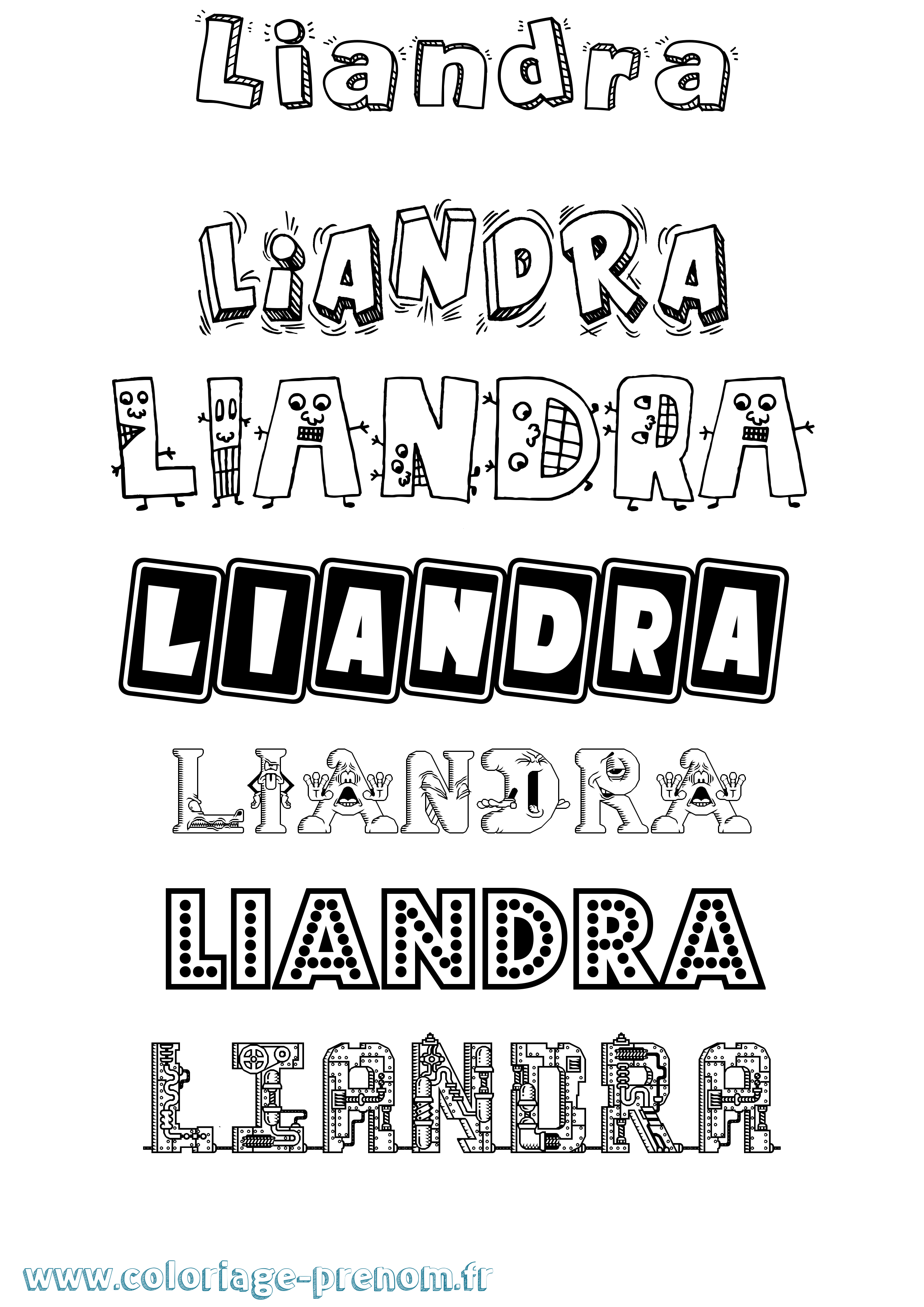 Coloriage prénom Liandra Fun