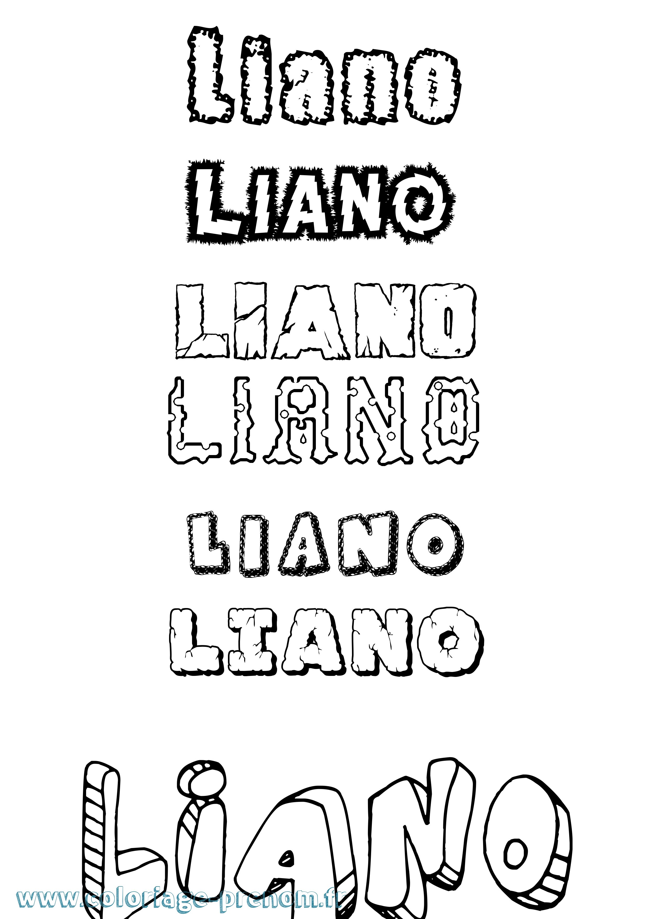 Coloriage prénom Liano Destructuré