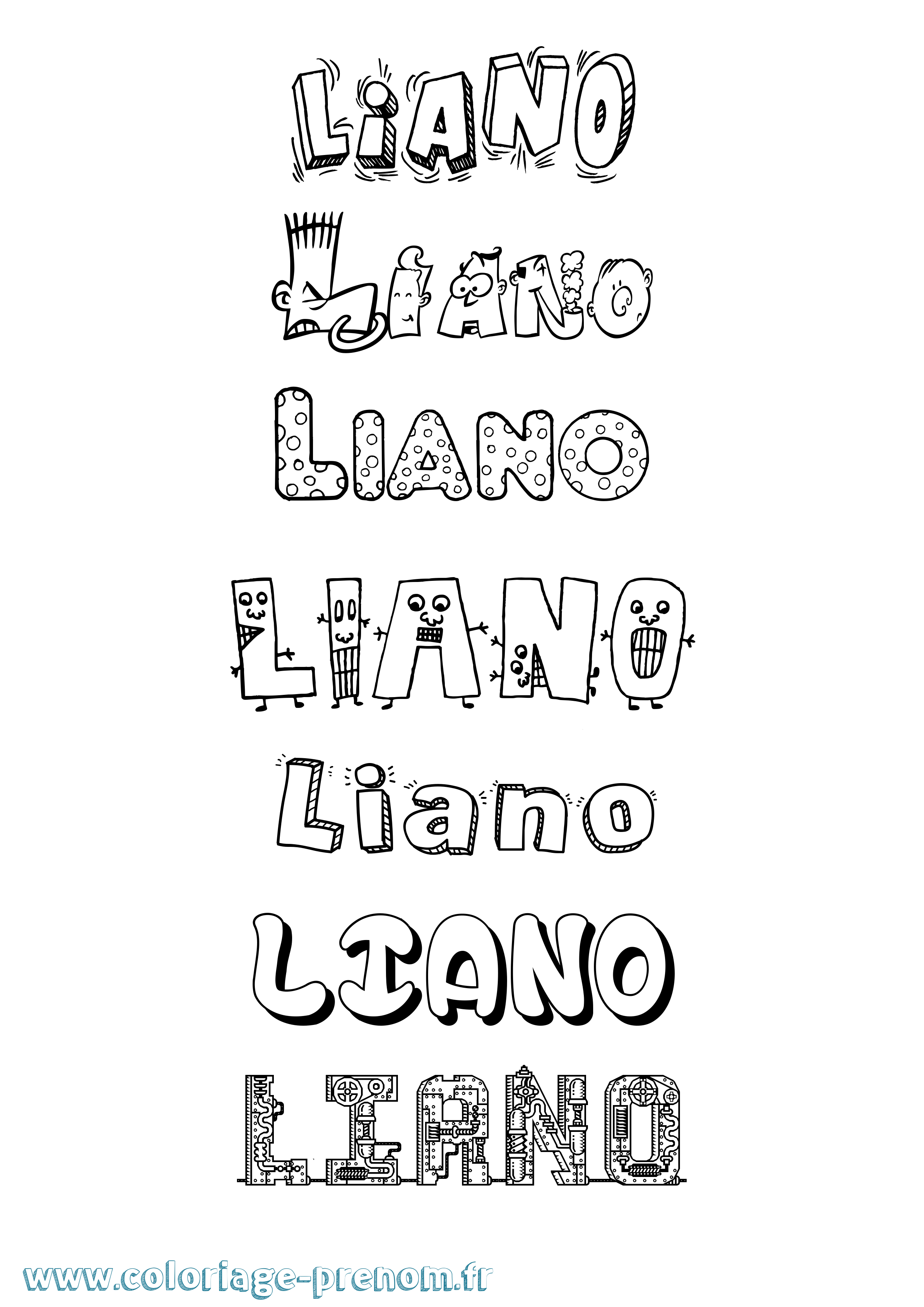 Coloriage prénom Liano Fun