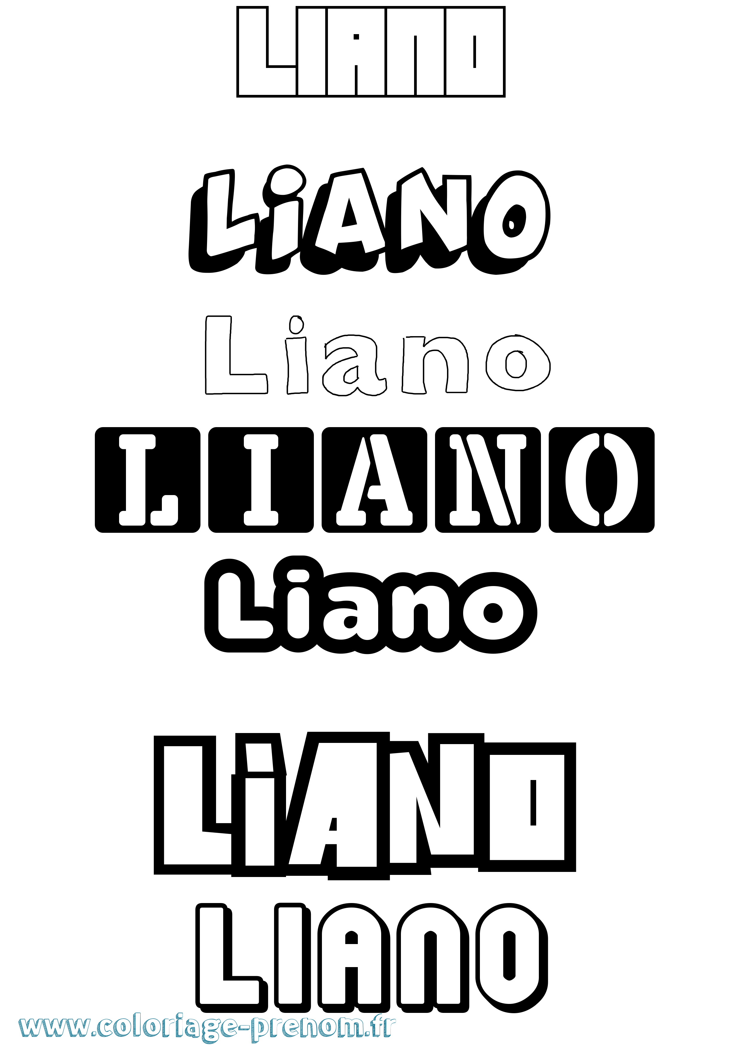 Coloriage prénom Liano Simple