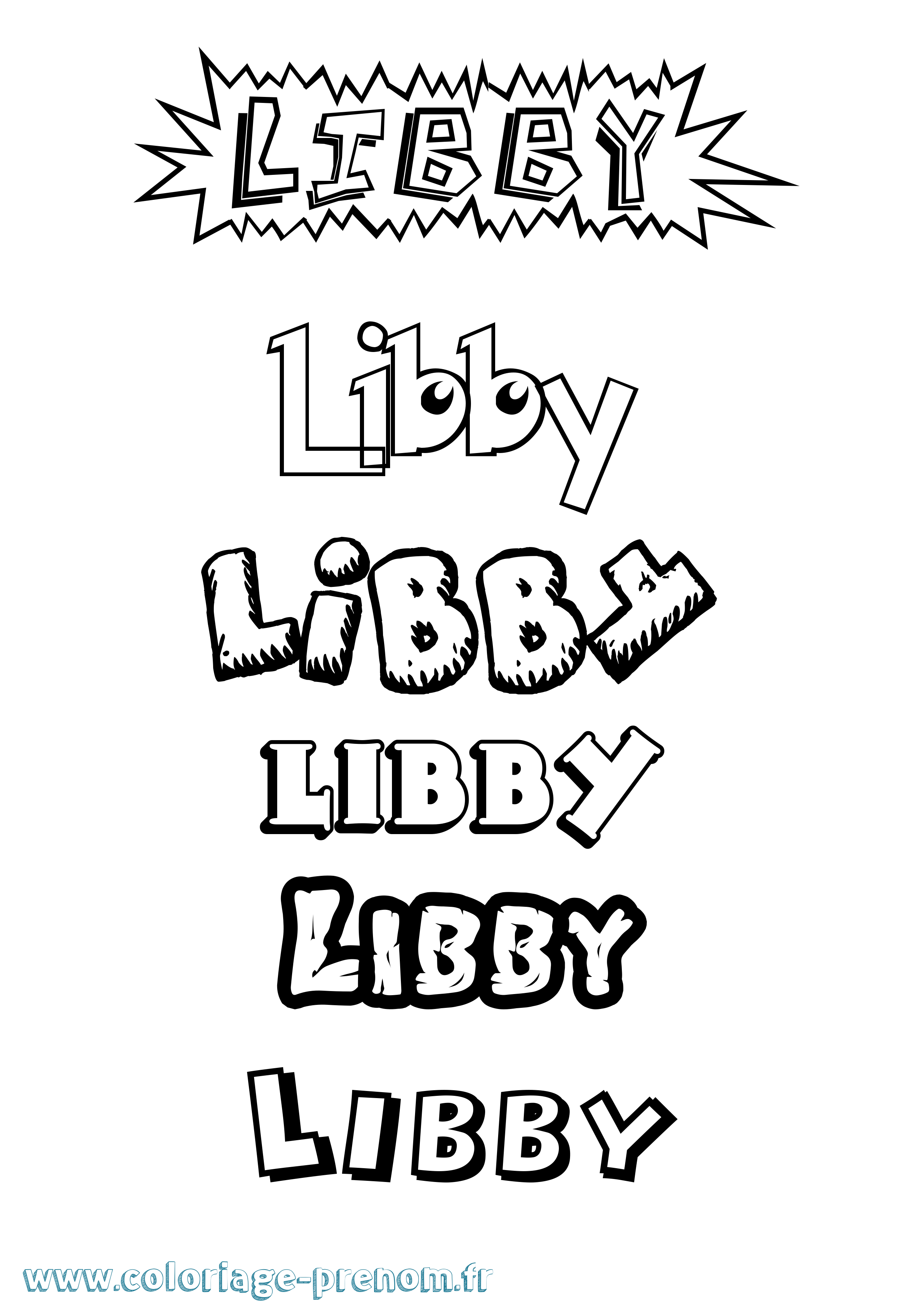 Coloriage prénom Libby Dessin Animé