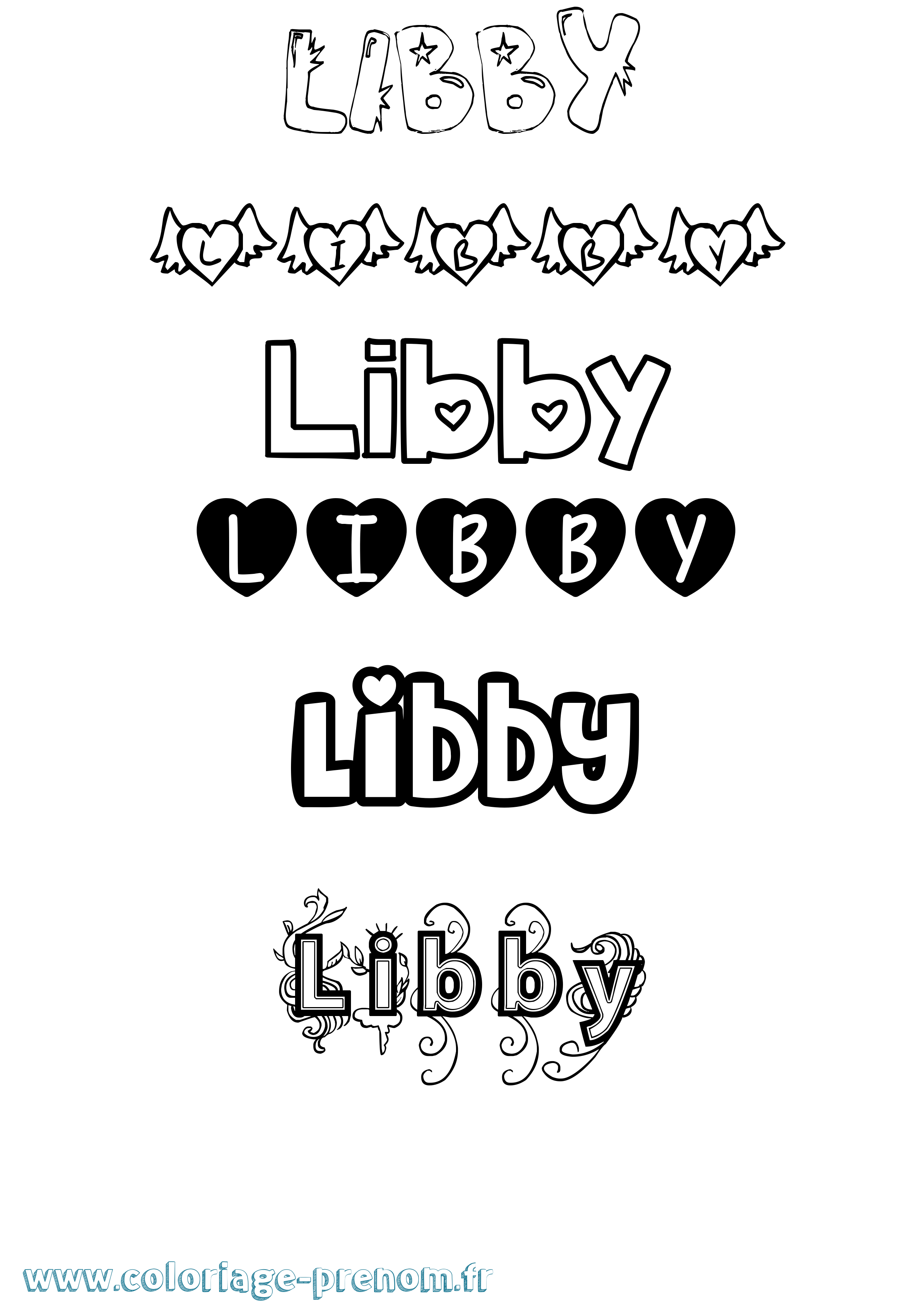 Coloriage prénom Libby Girly