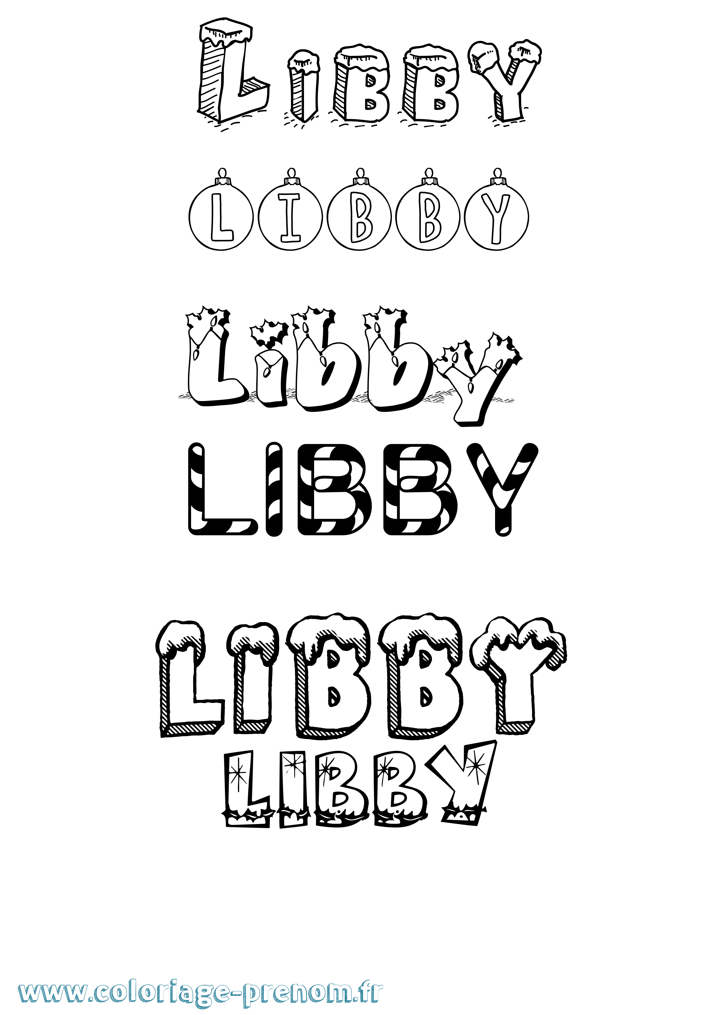 Coloriage prénom Libby Noël
