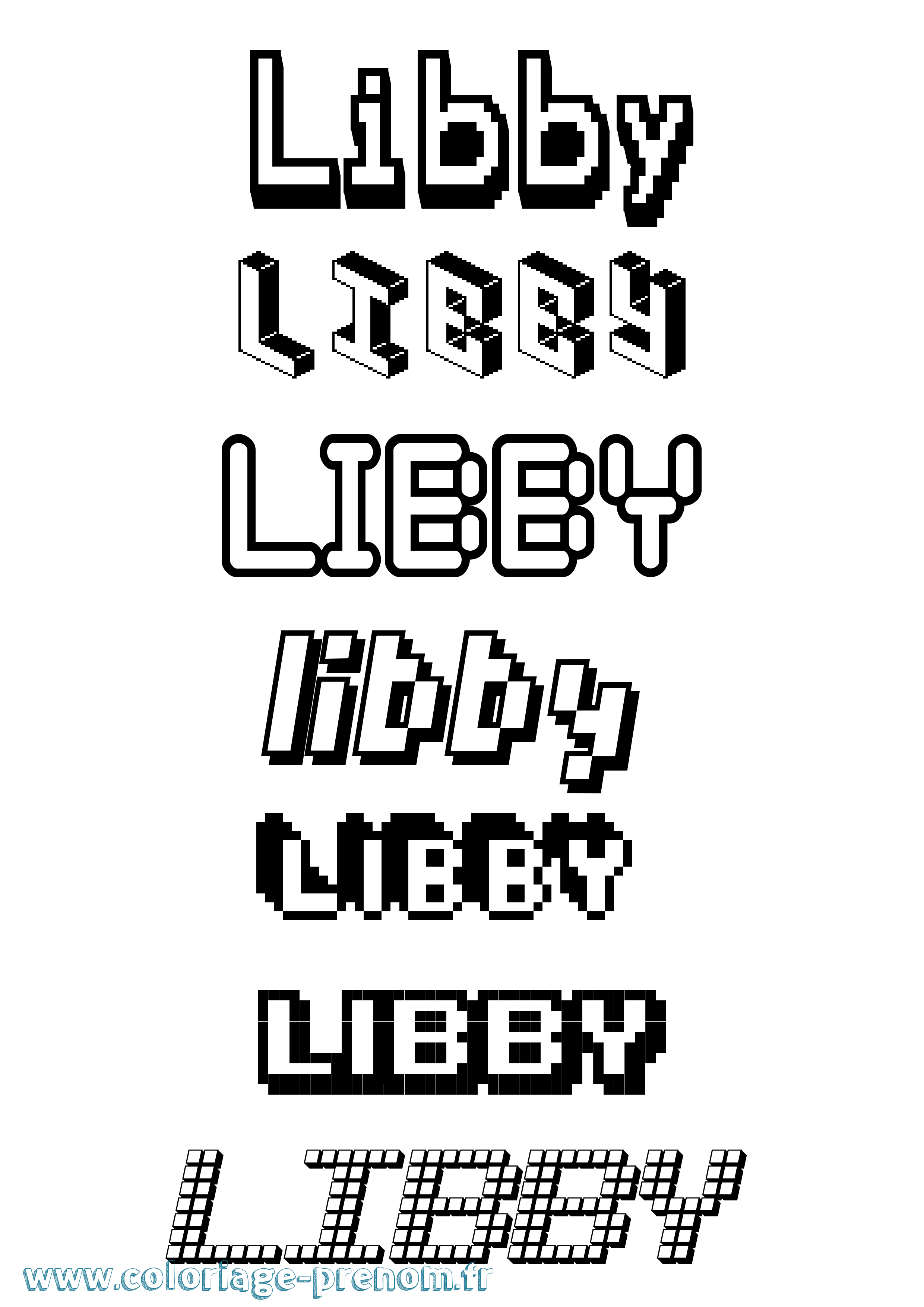 Coloriage prénom Libby Pixel