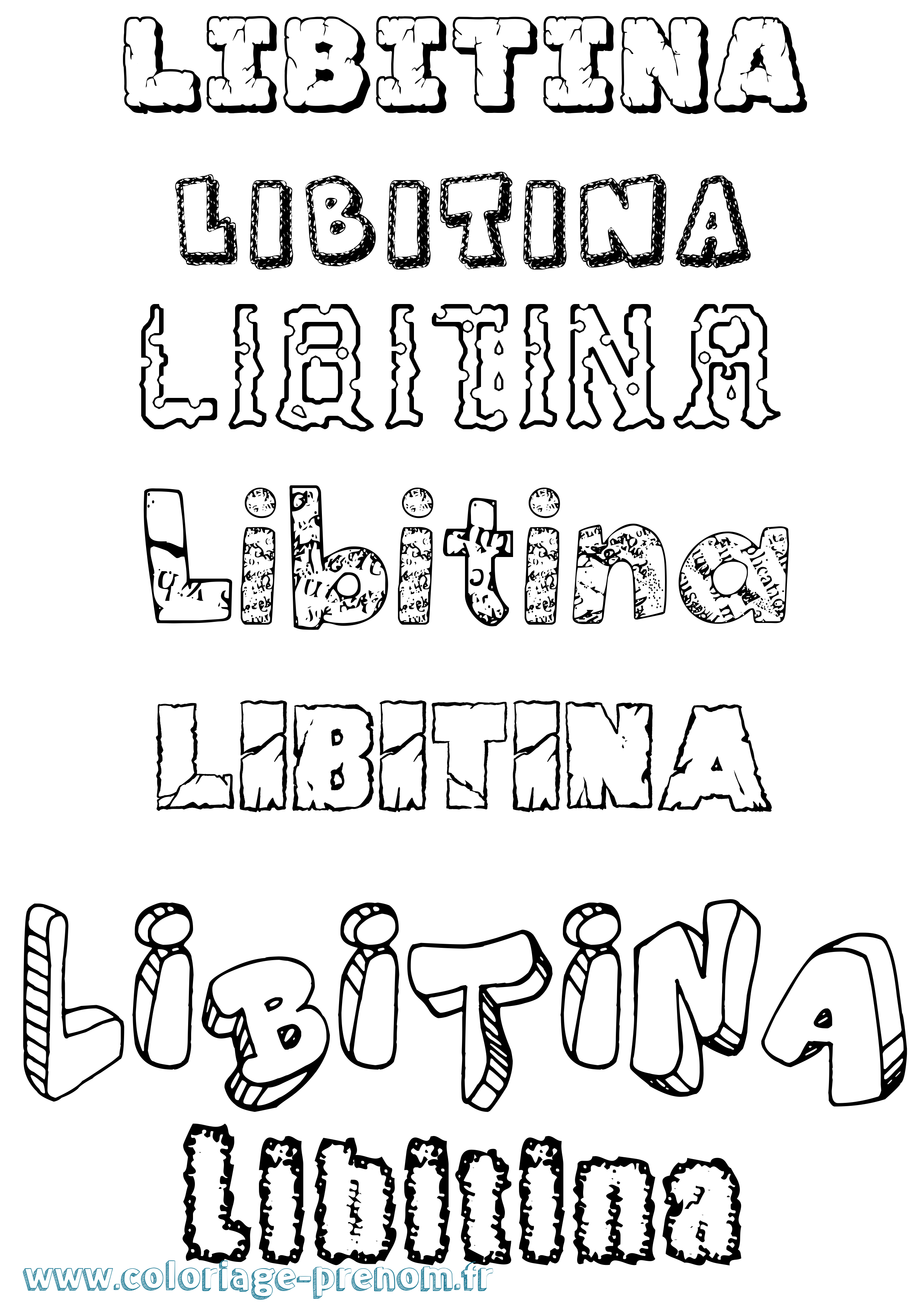 Coloriage prénom Libitina Destructuré